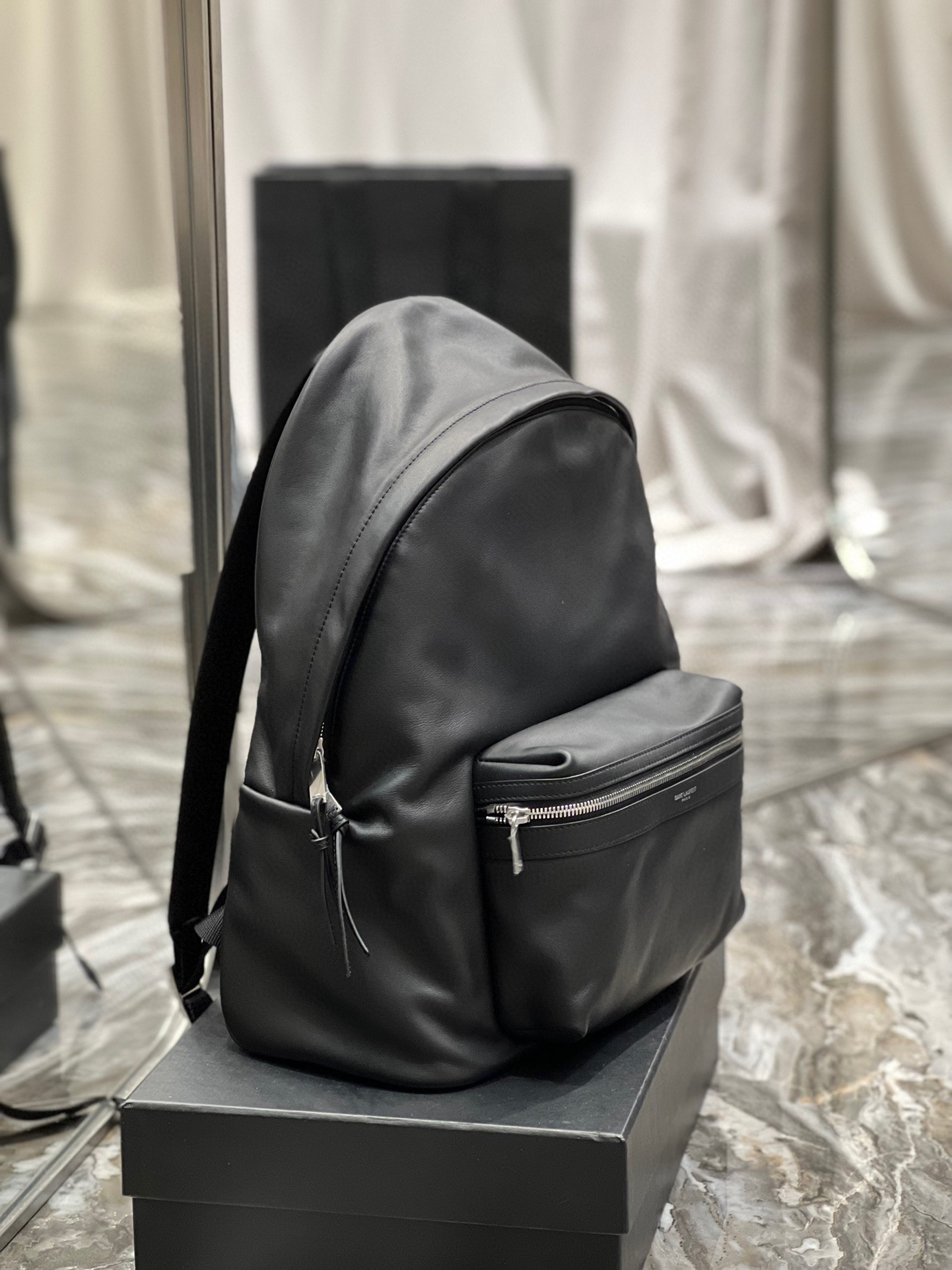 Y*L city backpack in canvas, nylon and leather   31 x 41 x 22 cm  12.2 x 16.1 x 8.6 inches