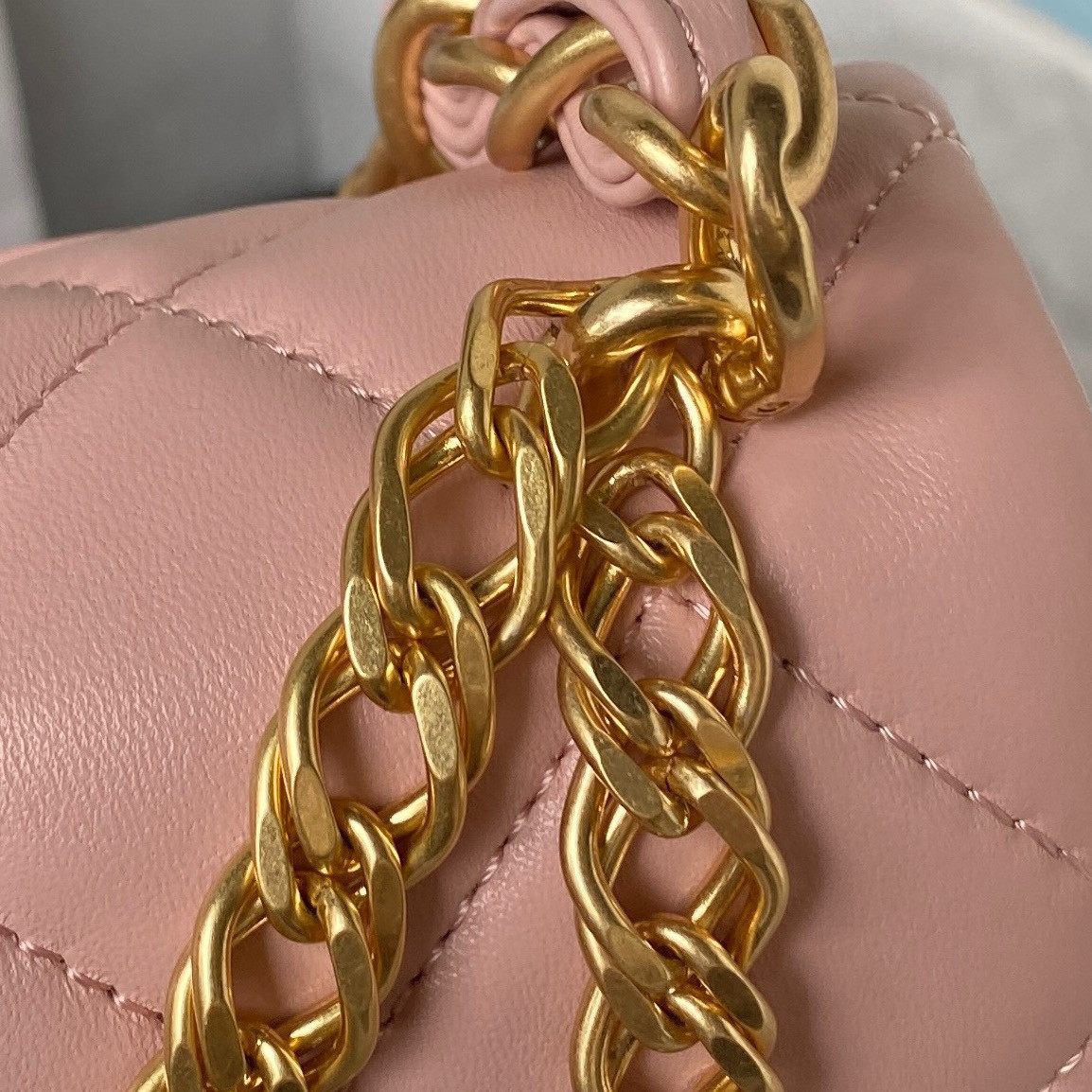 Ch*el mini flap bag pink 4.7 × 7.8 × 2.3 in
