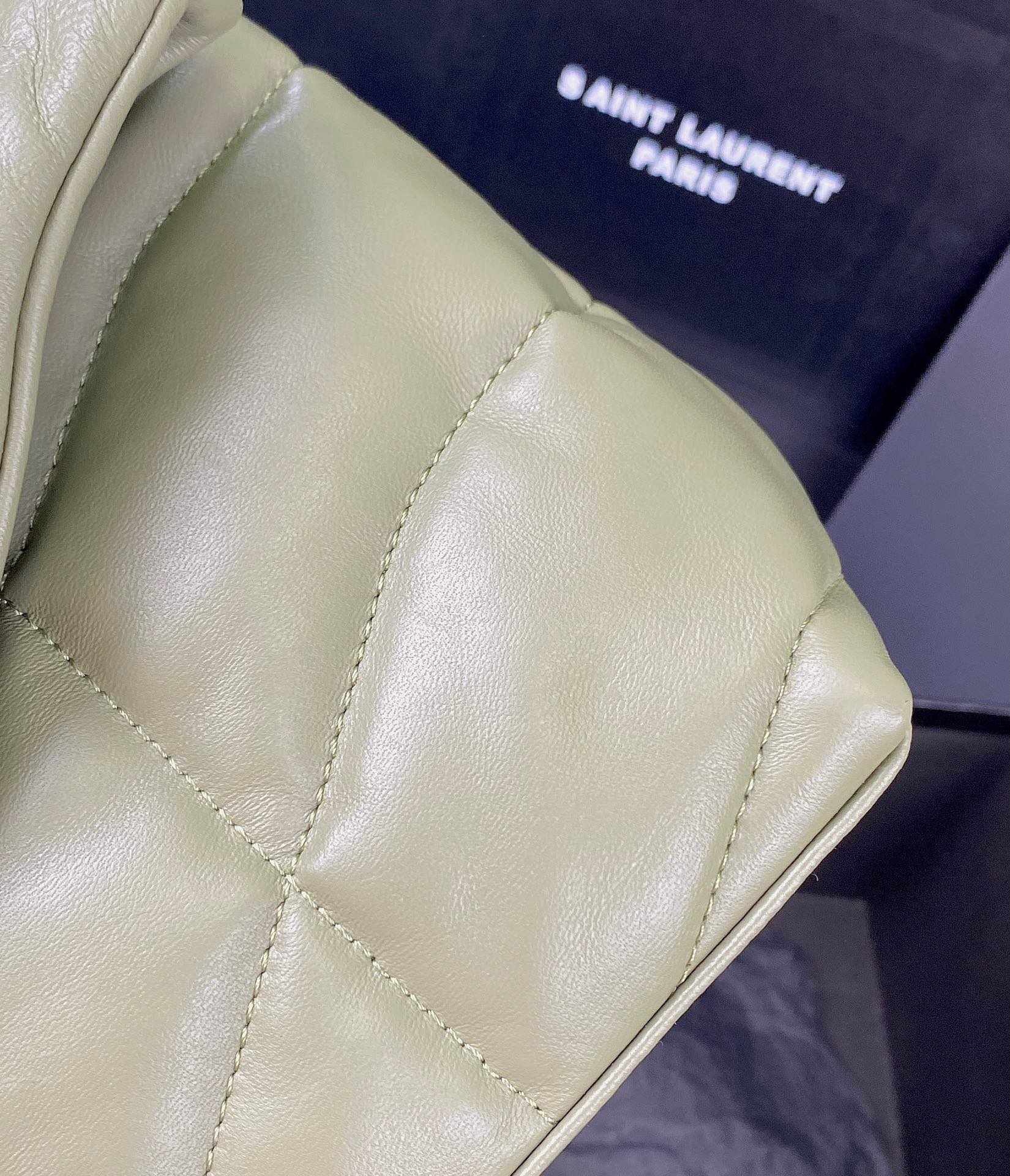 Y*L puffer small in nappa leather green 11.4 x 6.6 x 4.3 inches