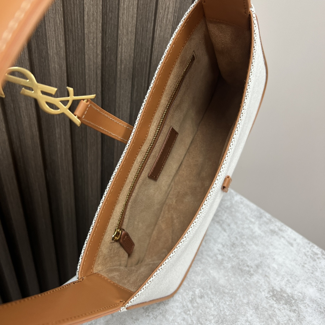 y*l le 5 À 7 in canvas and leather grege and bR1ck 9 x 6.3 x 2.5 inches
