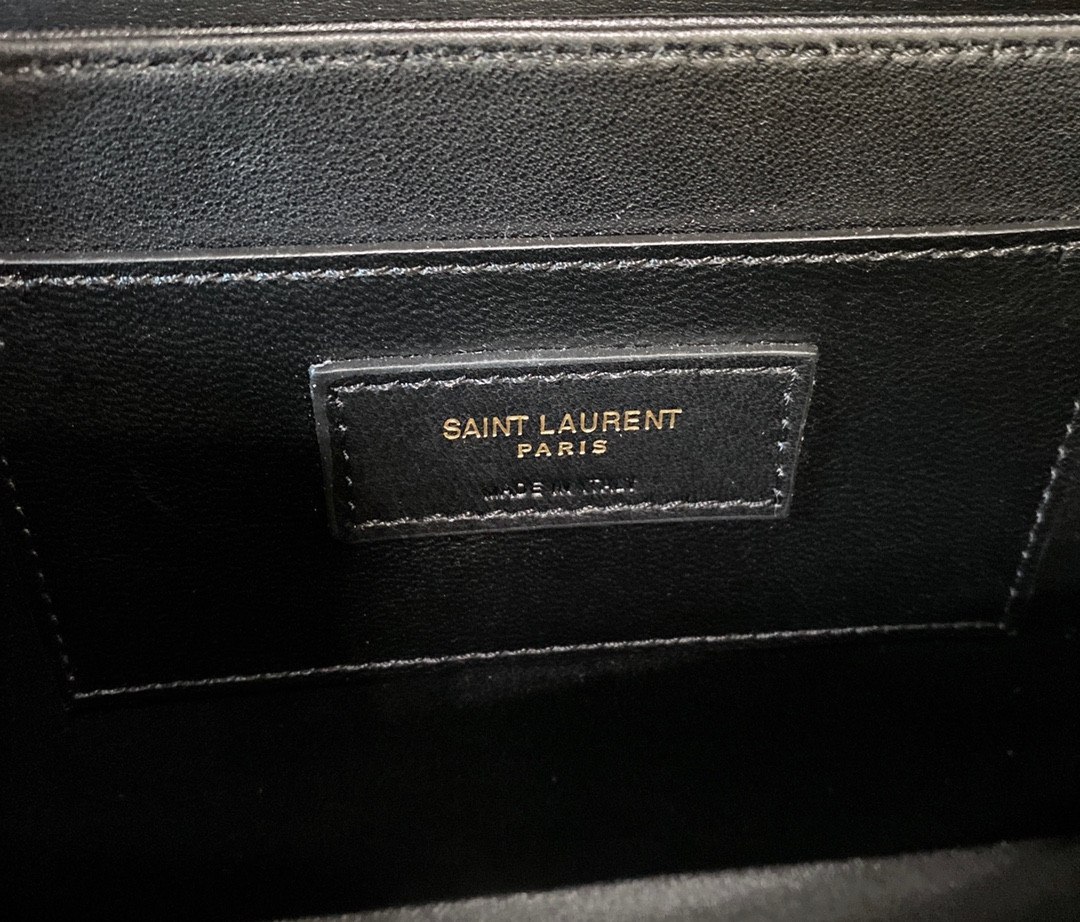y*l solferino medium satchel in box Sa**t Lau*nt black 9.1 x 6.3 x 2.4 inches