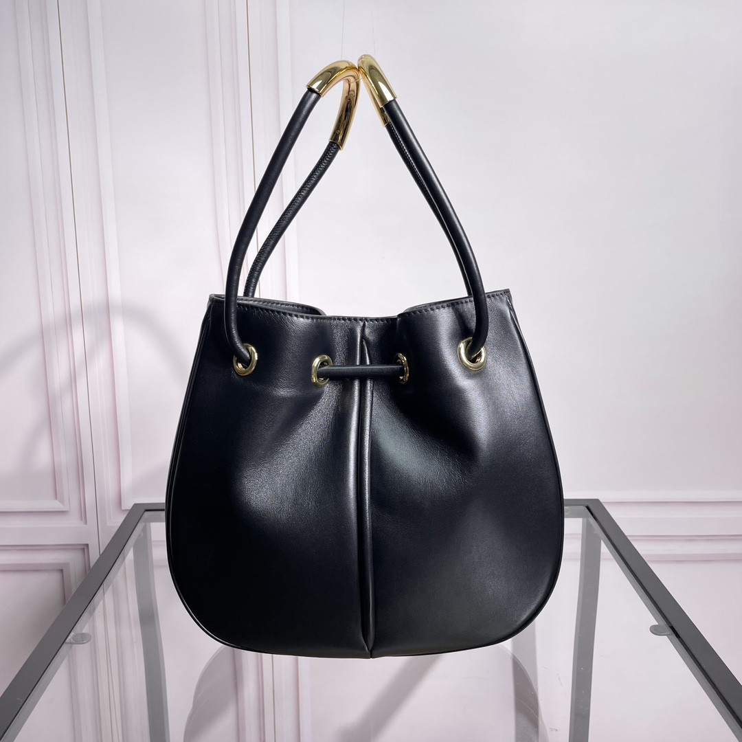 medium D*or nolita bag  black calfskin 11 x 10 x 2 inches