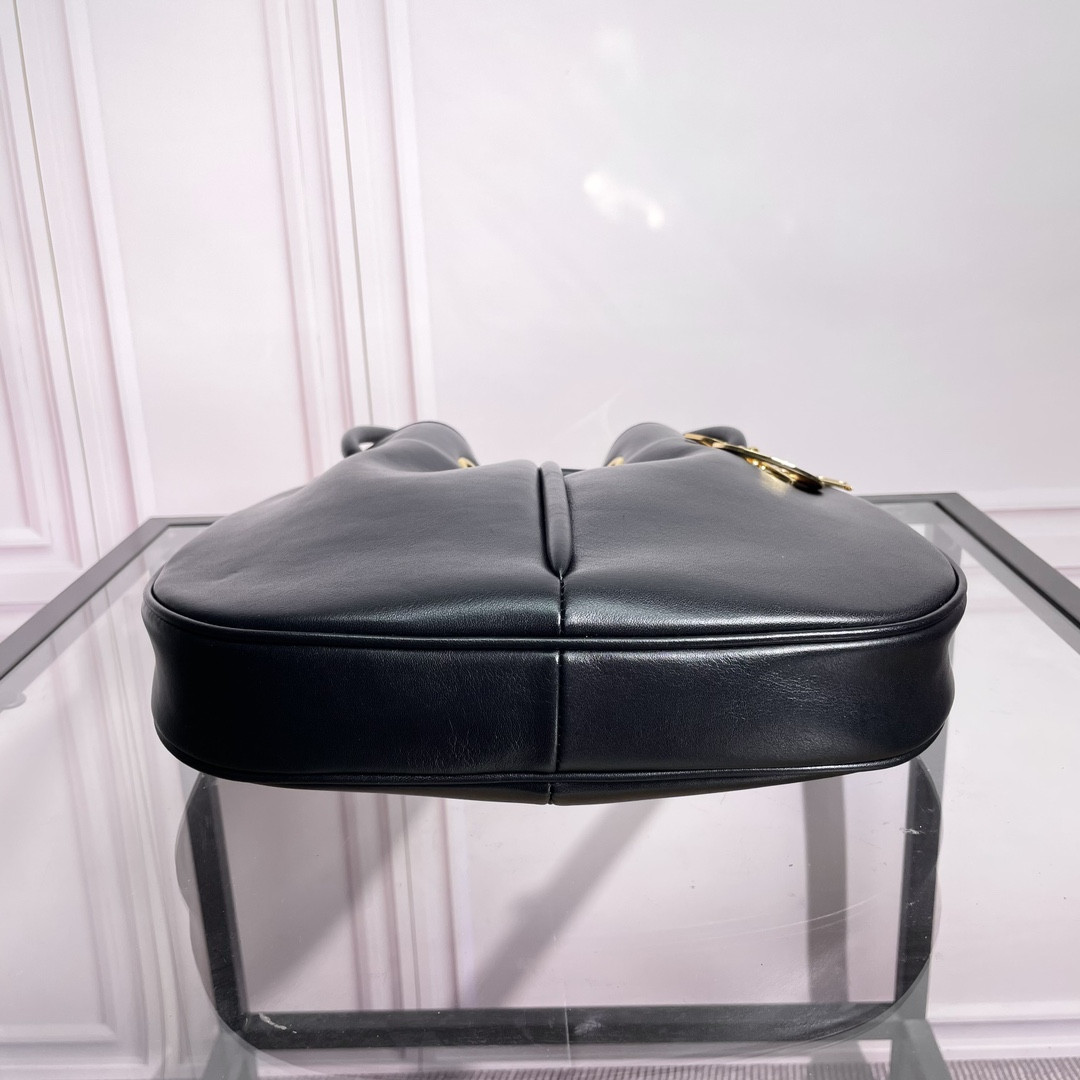 medium D*or nolita bag  black calfskin 11 x 10 x 2 inches