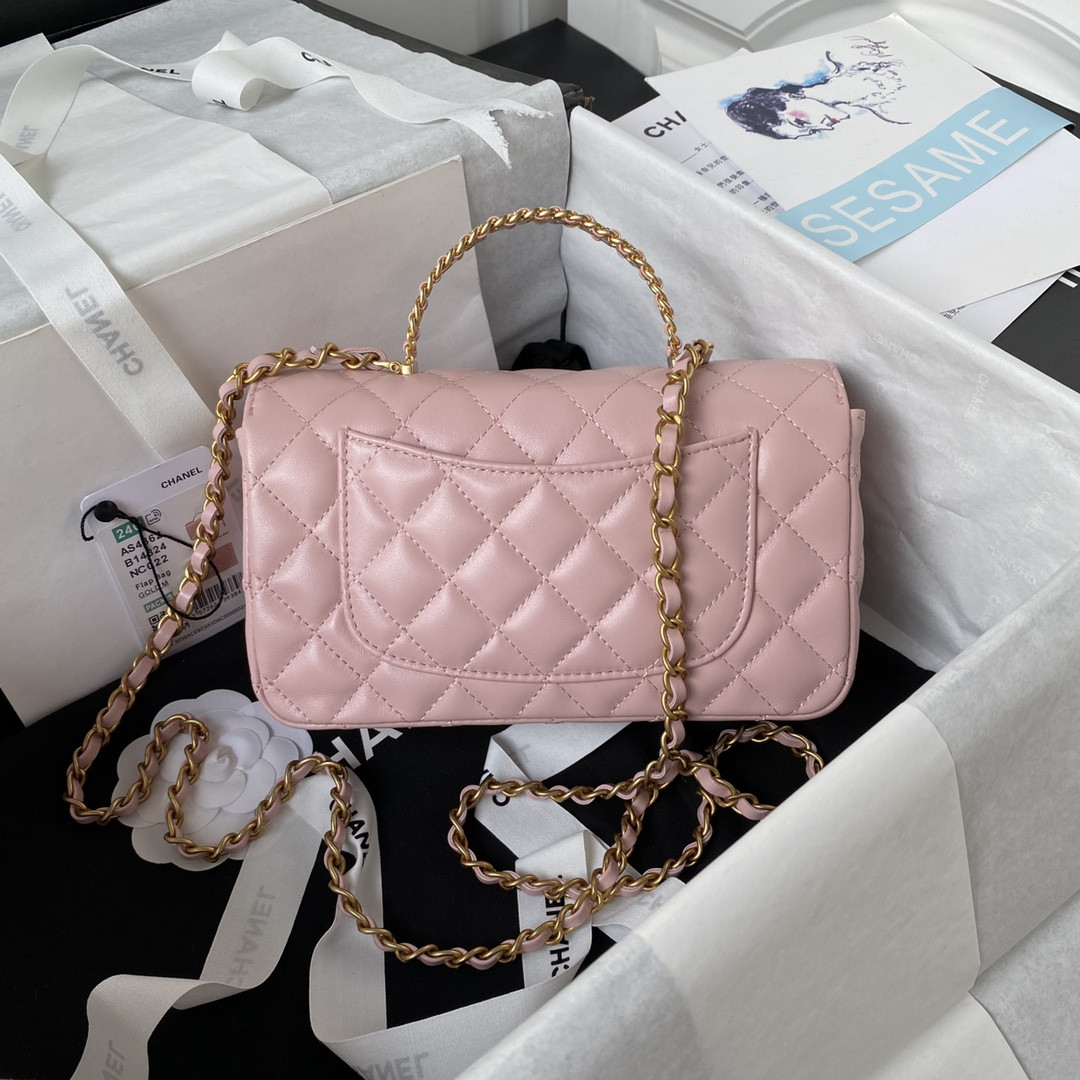 Ch*el mini classic handbag with top handle 12 × 20 × 6 cm