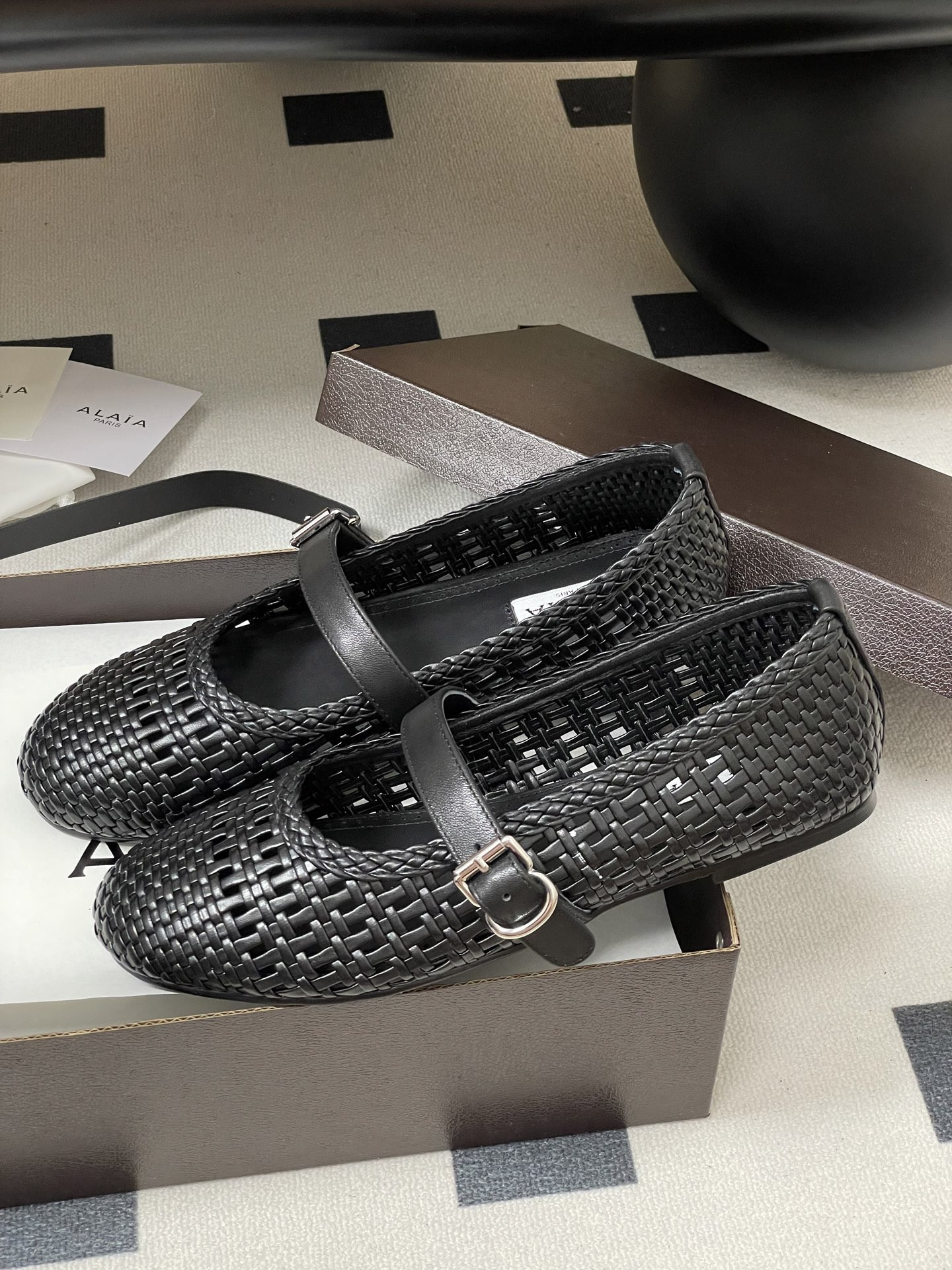 ua alaïa hollow woven mary jane flats(cusT0mized size 7-10 days production time)