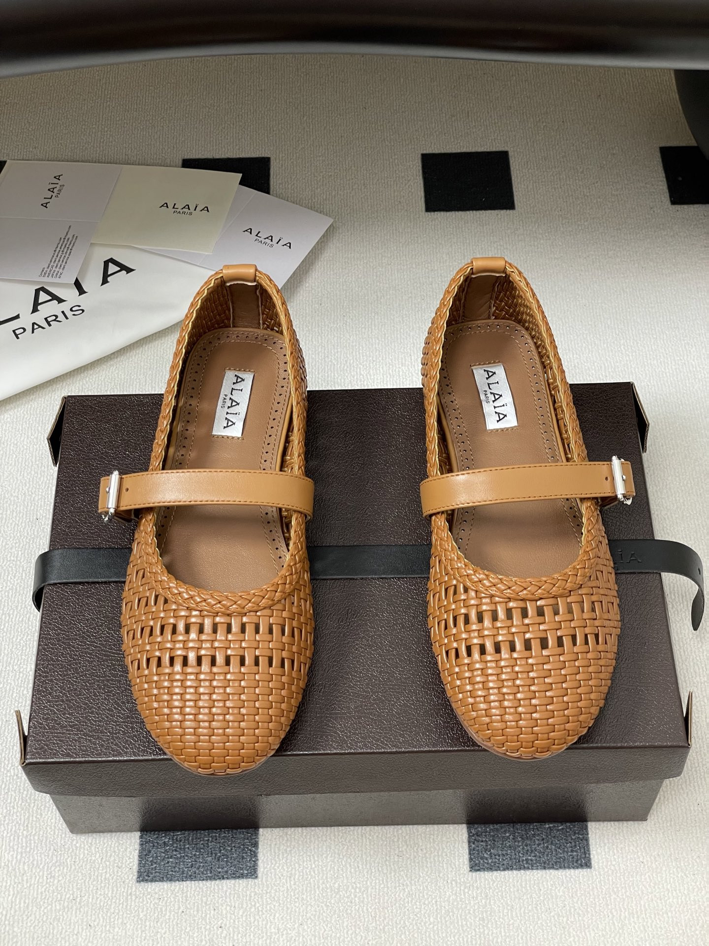 ua alaïa hollow woven mary jane flats(cusT0mized size 7-10 days production time)