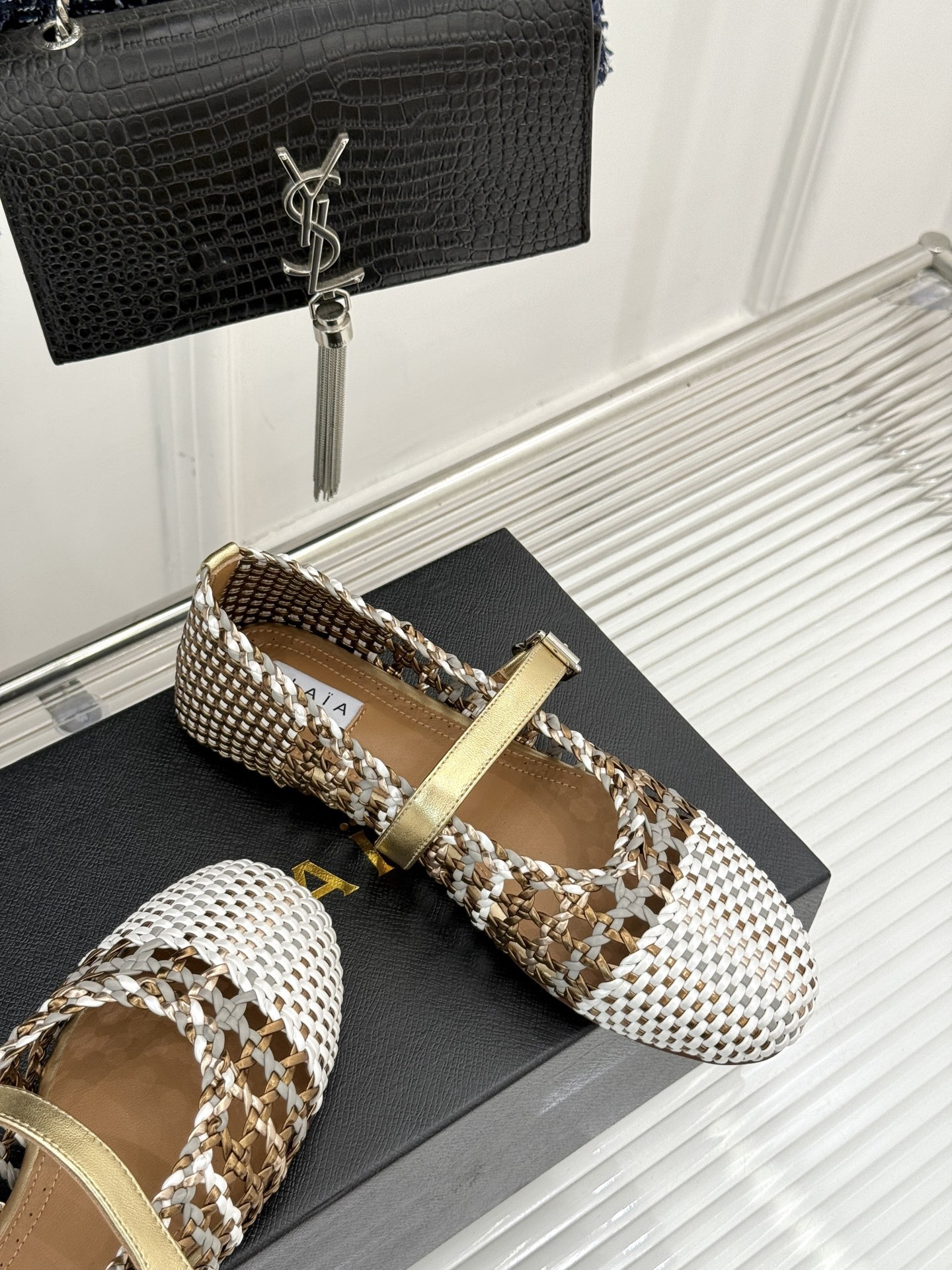 ua alaïa hollow woven mary jane flats(cusT0mized size 7-10 days production time)