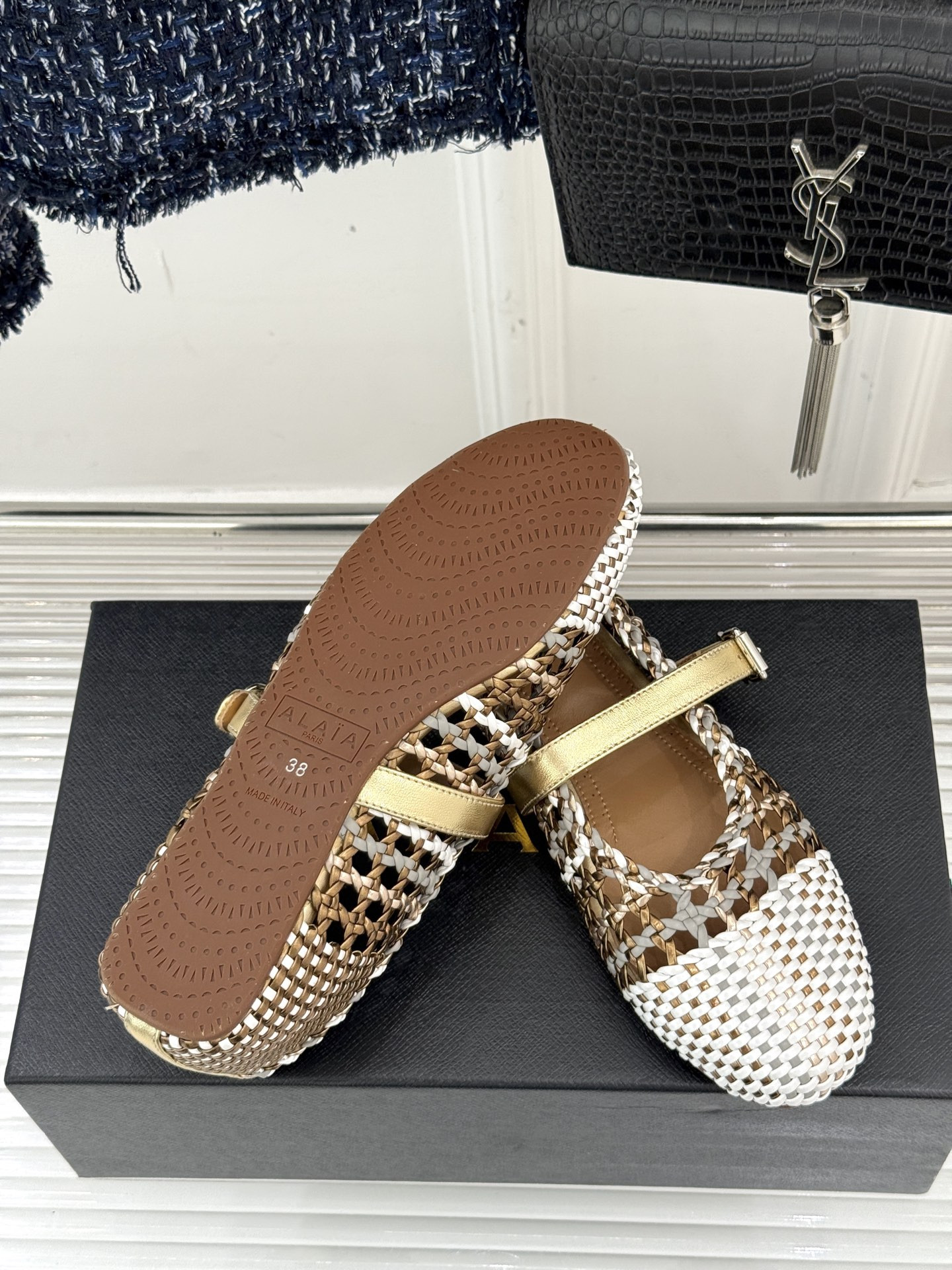 ua alaïa hollow woven mary jane flats(cusT0mized size 7-10 days production time)