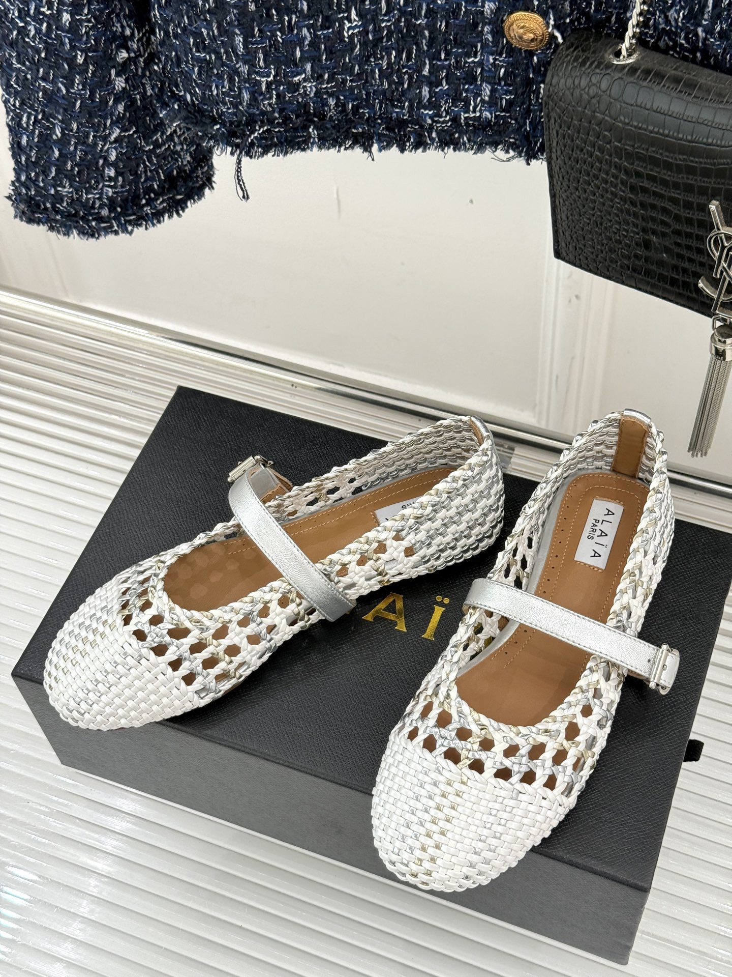 ua alaïa hollow woven mary jane flats(cusT0mized size 7-10 days production time)
