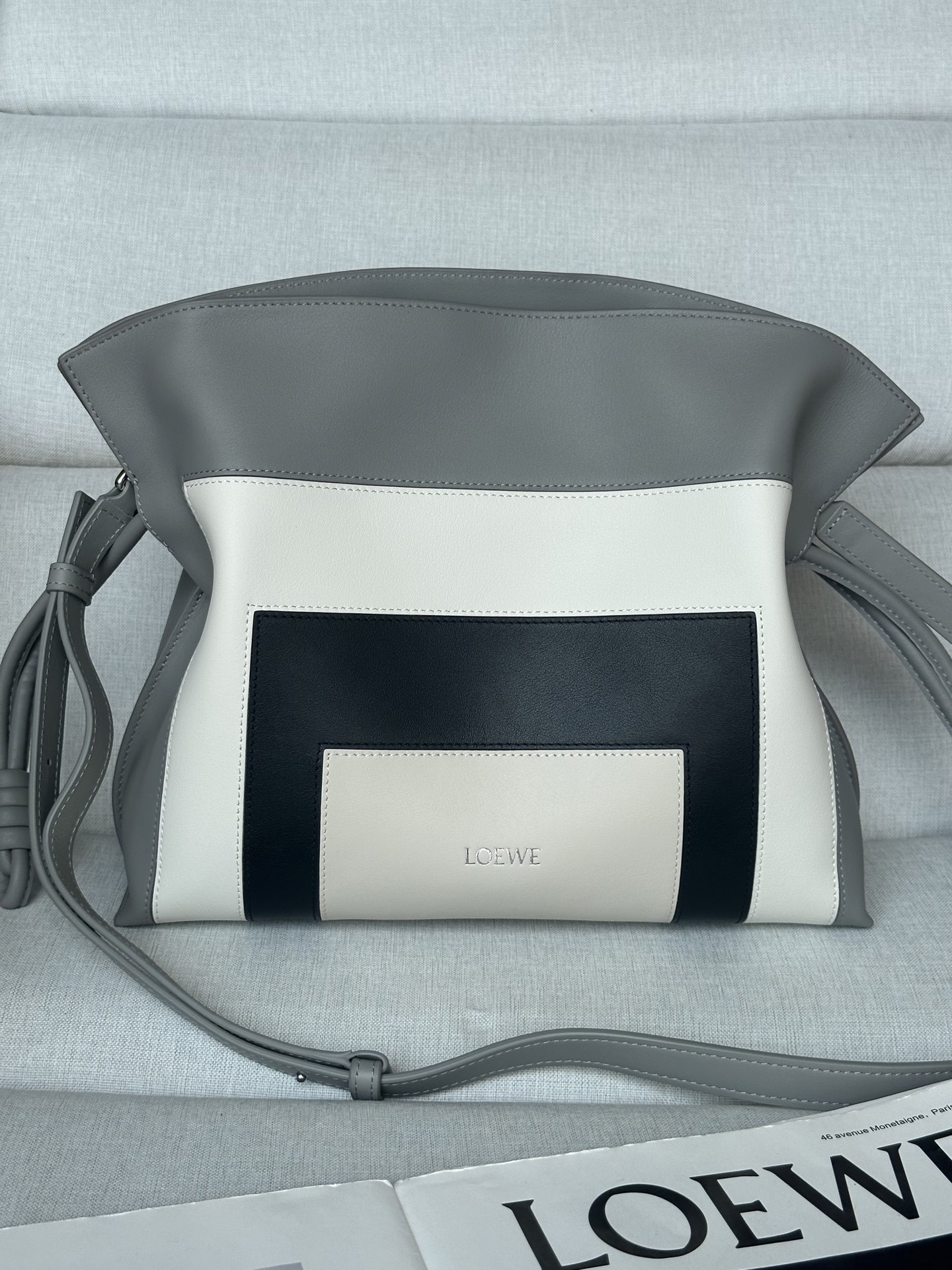 L0ew* x albers medium flamenco clutch in nappa calfskin 24.5x30x10.5cm
