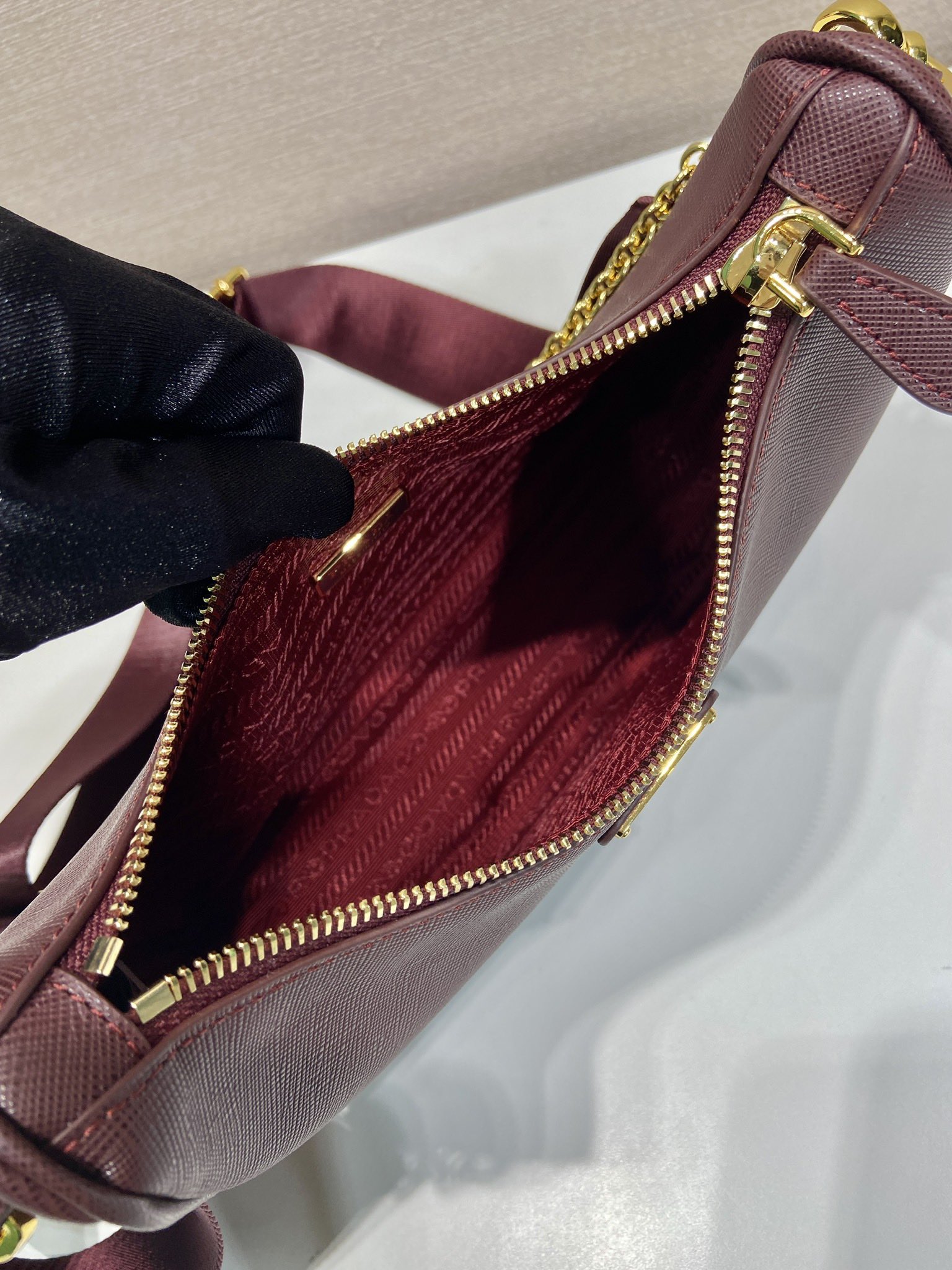Pra*a nylon hobo bag-1bh204-22*12*6cm