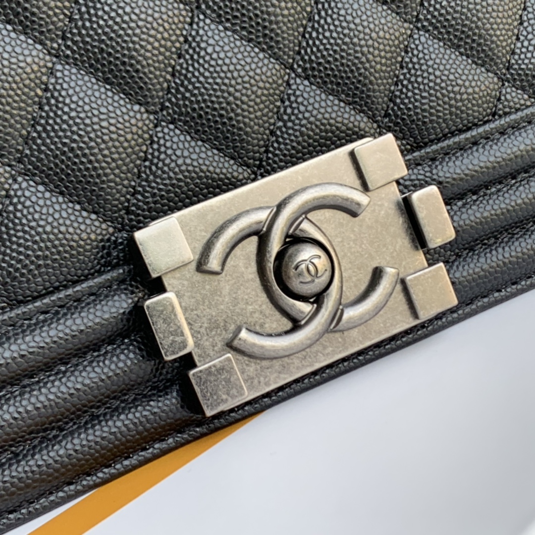 Ch@nel Boy Bag-Caviar-25CM