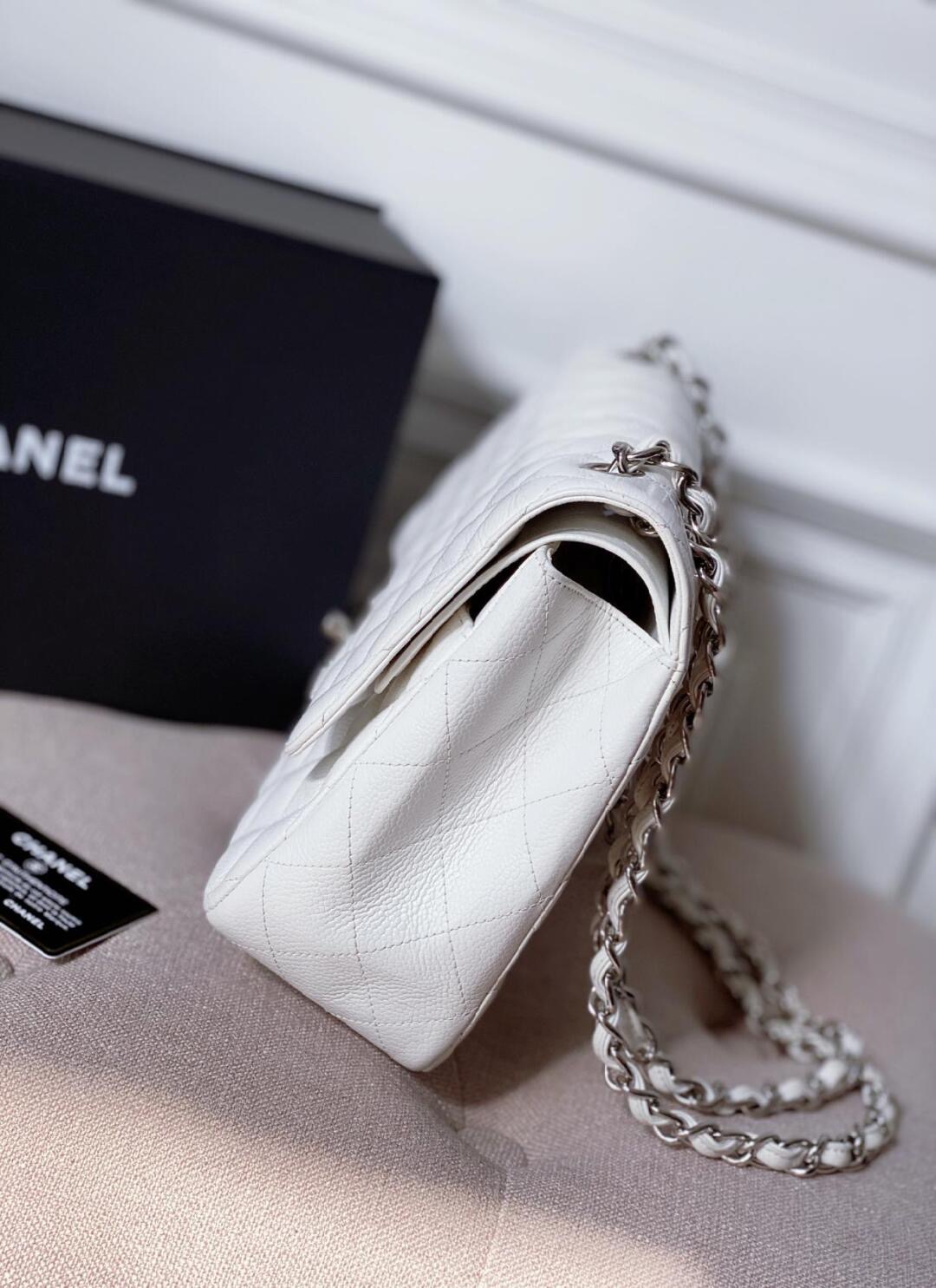Ch@nel Flap Bag-Caviar-Silver Hardware-30CM