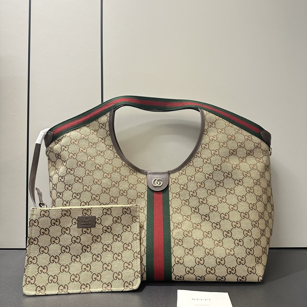 Gv*c*giglio large tote bag in beige and brown gg canvas-60*47*16cm