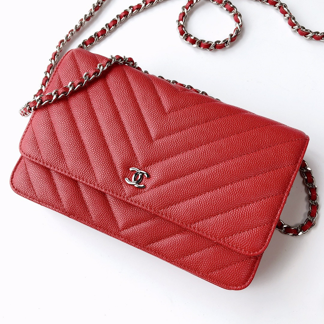 Ch@nel Wallet On Chain-Silver Hardware-19*12*3.5CM