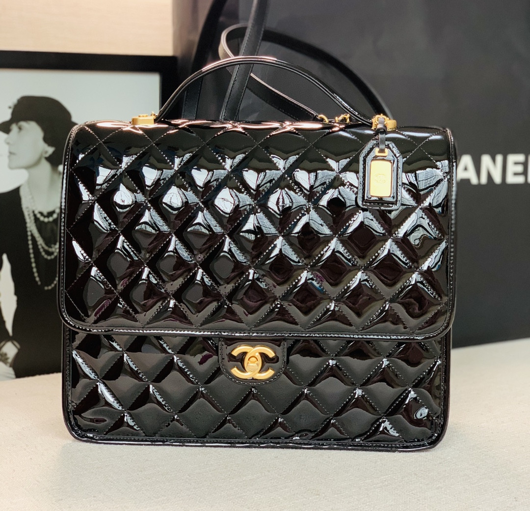 Ch@nel Patent Leather Briefcaseg-31.5*31*9CM
