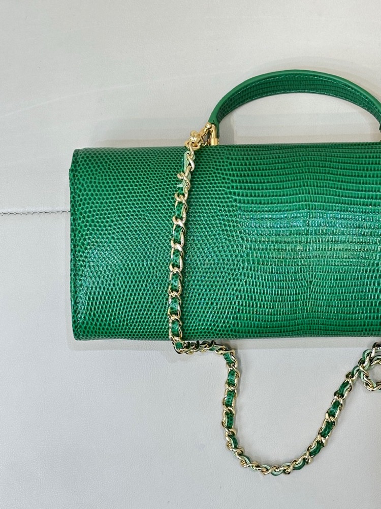 Ch@nel Calfskin Lizard Embossed Top Handle-25×10×3CM