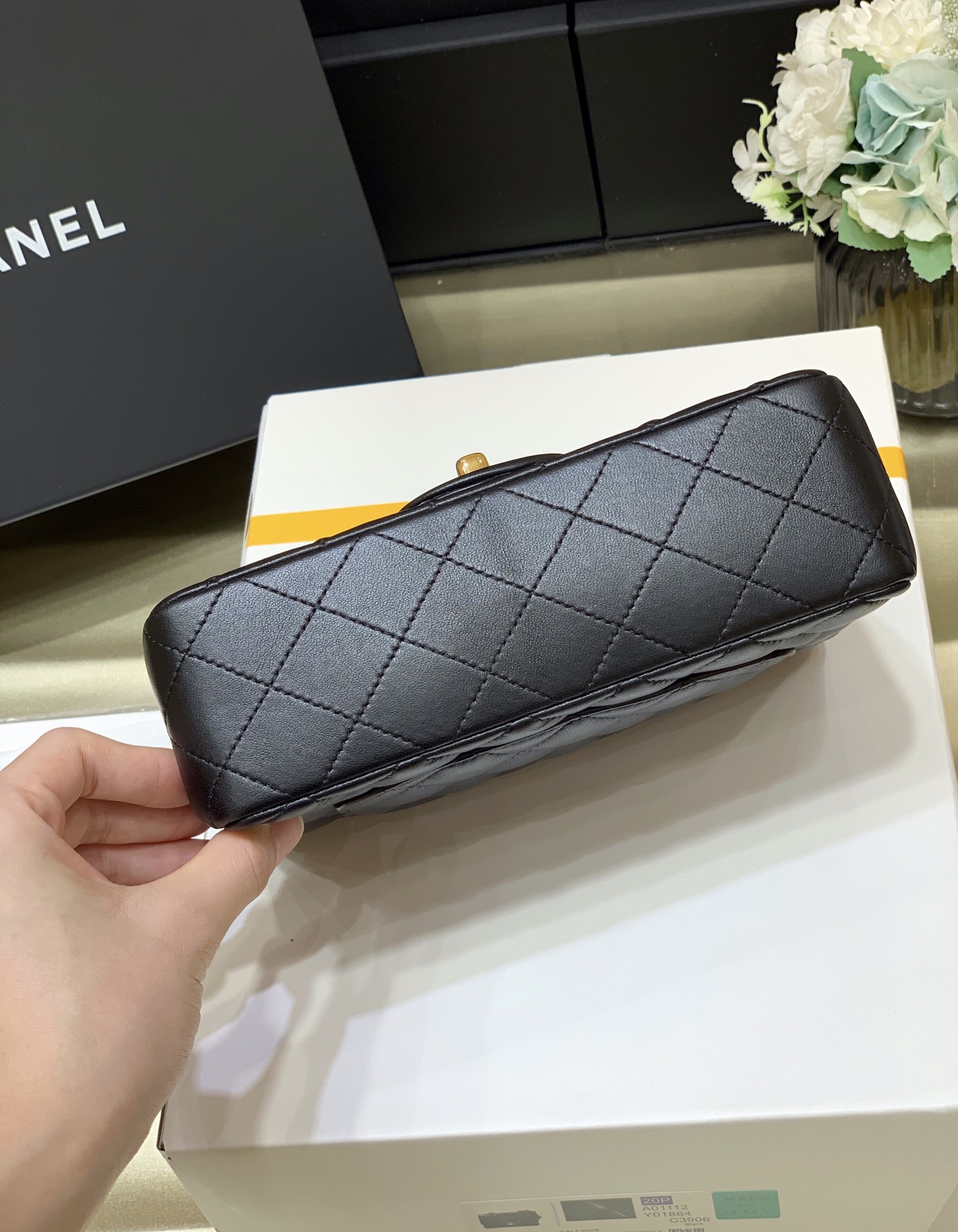 Ch@nel Flap Bag-Lambskin-Gold Hardware-20CM
