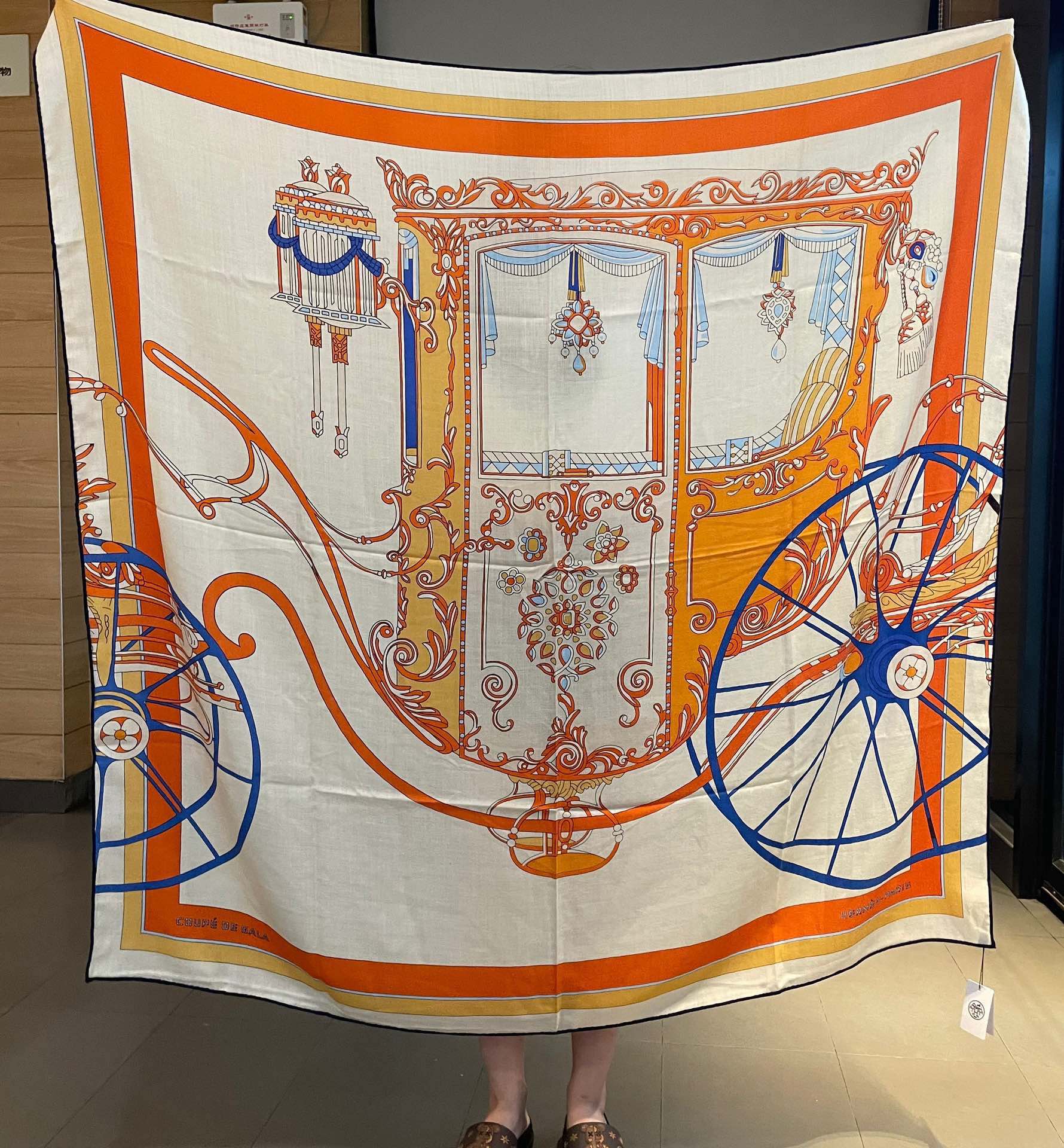 H**mes square towel-140*140cm