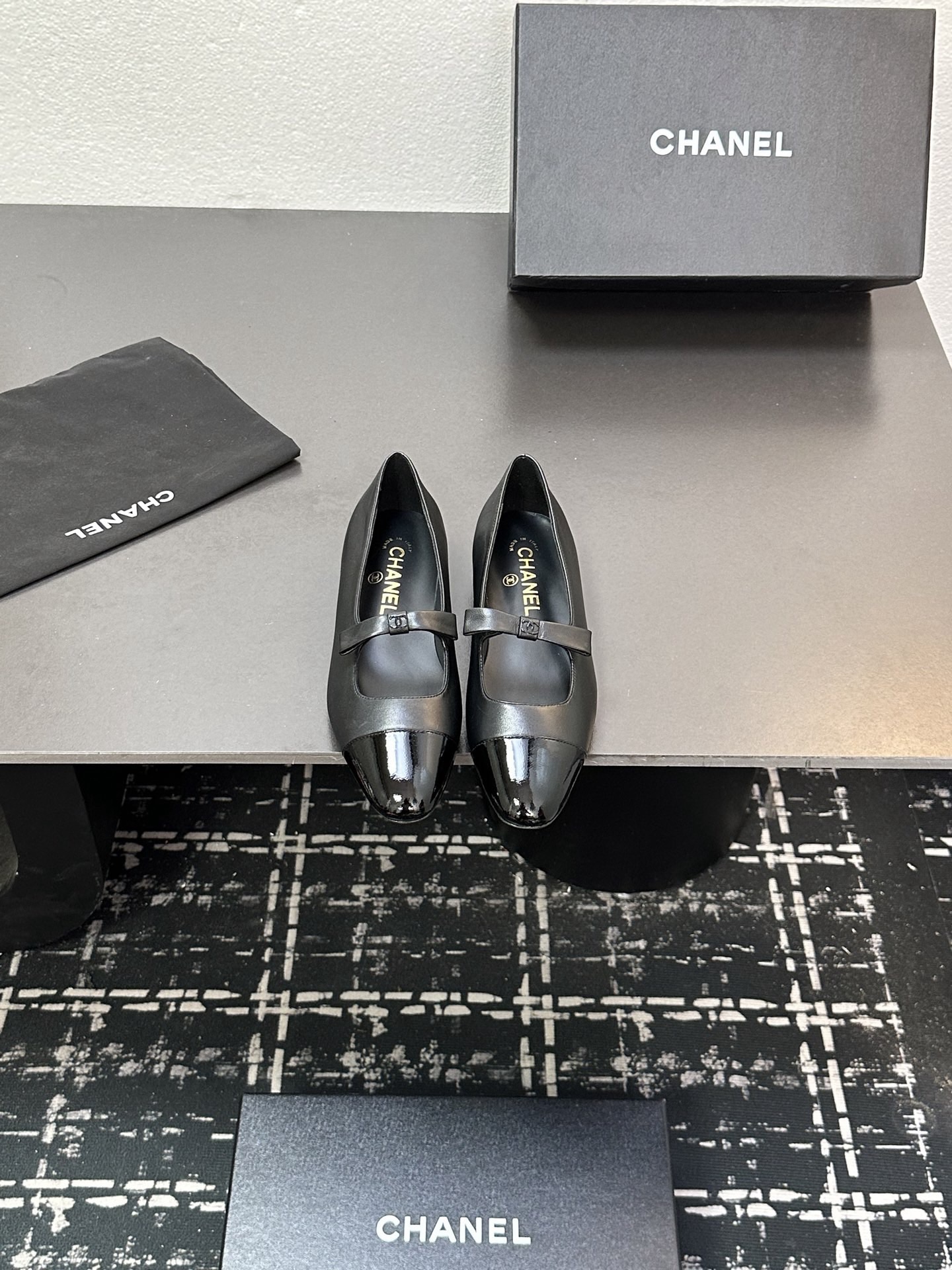 Chan*el Patent Calfskin Mary Janes Flats