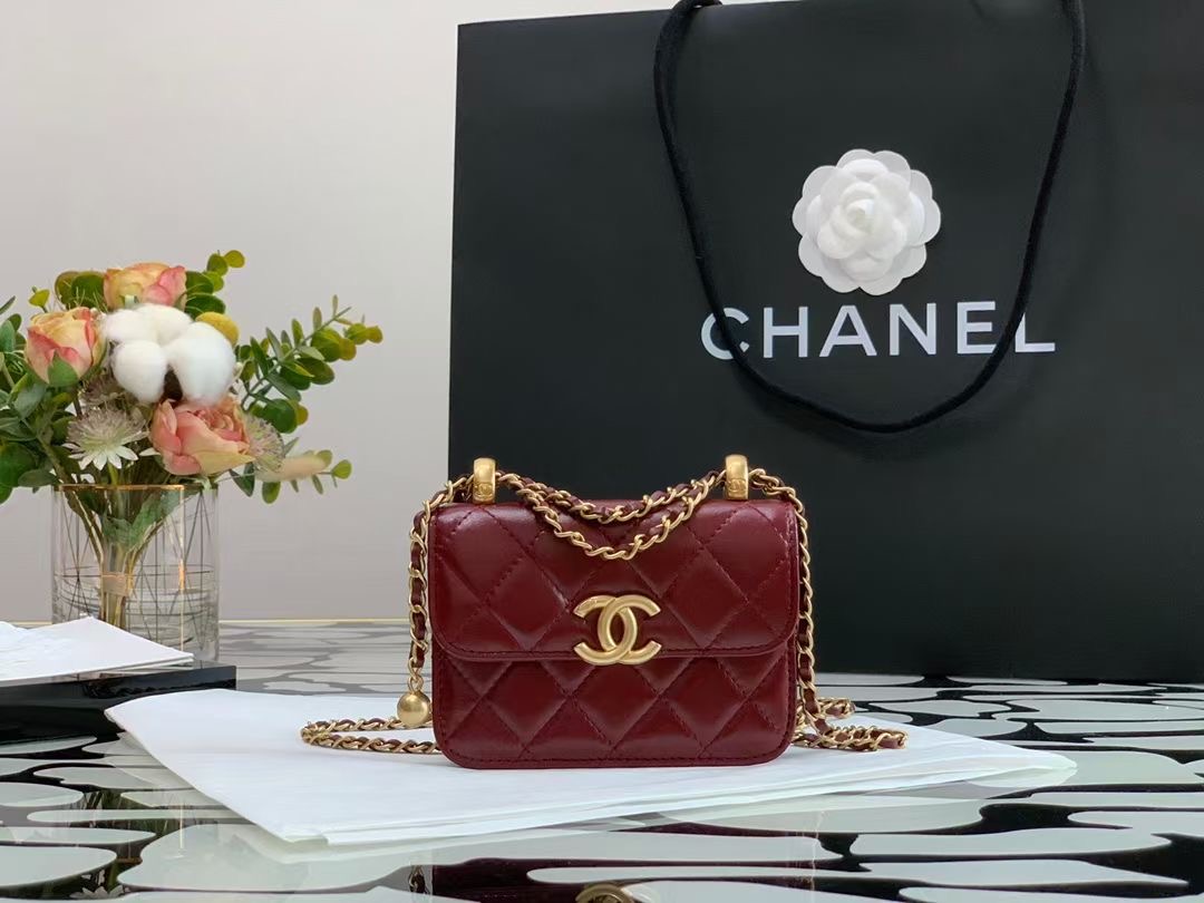 Ch@nel Quilted Pearl Crush Clutch With Chain Bag-12*9*2CM