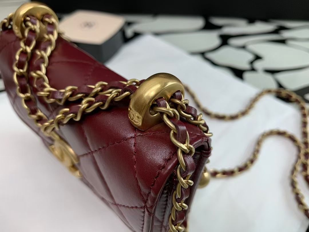 Ch@nel Quilted Pearl Crush Clutch With Chain Bag-12*9*2CM