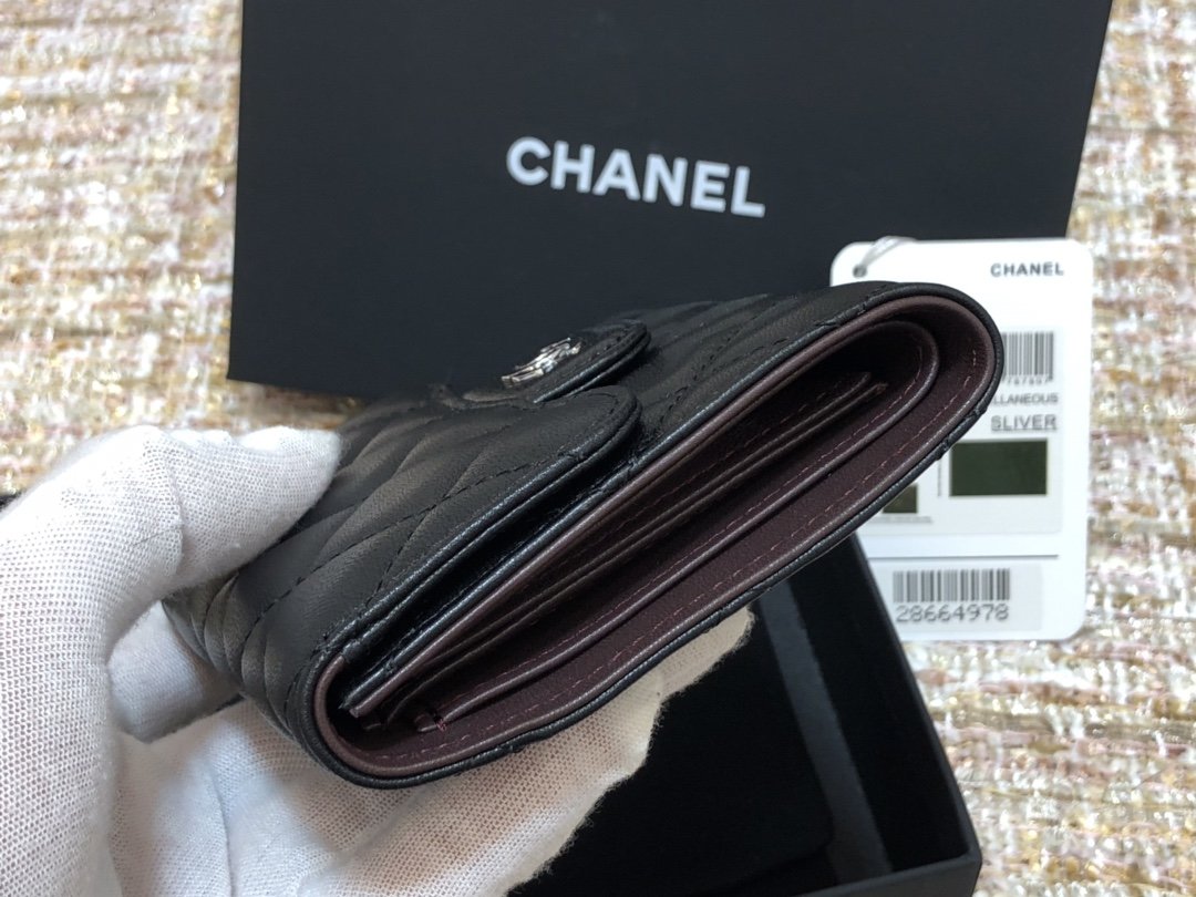 Ch@nel Wallet-Gold Harware-Lamskin-11*10CM