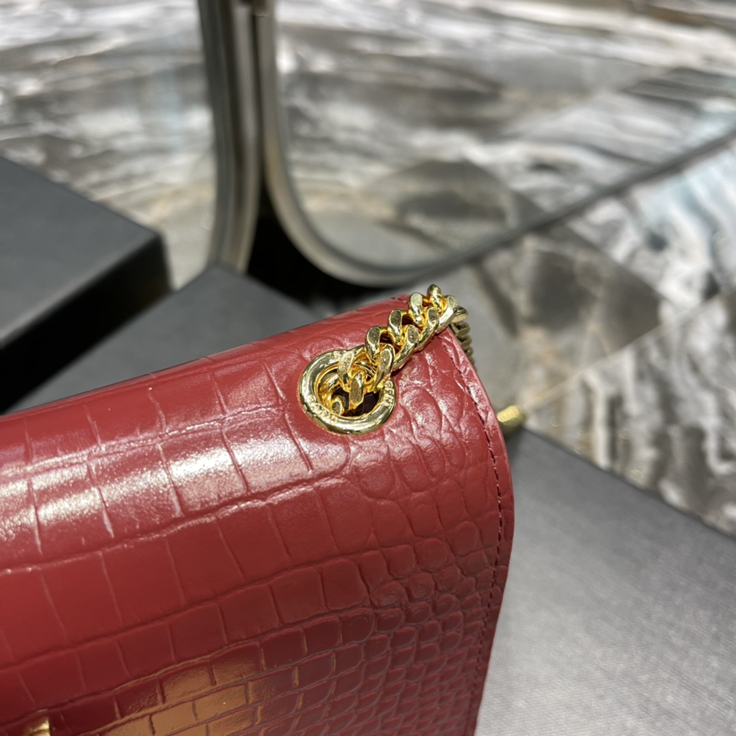 Y*L kate medium with tassle in crocodile leather-20x13.5x5.5ccm