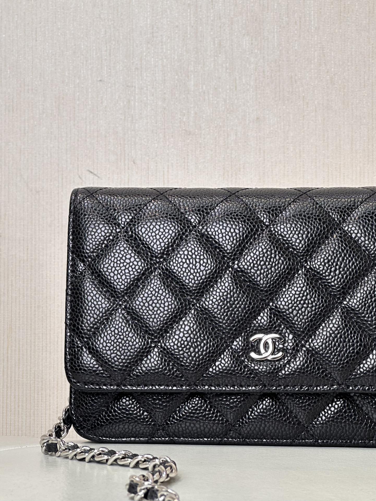 Ch@nel Wallet On Chain-Silver Hardware-19*12*3.5CM