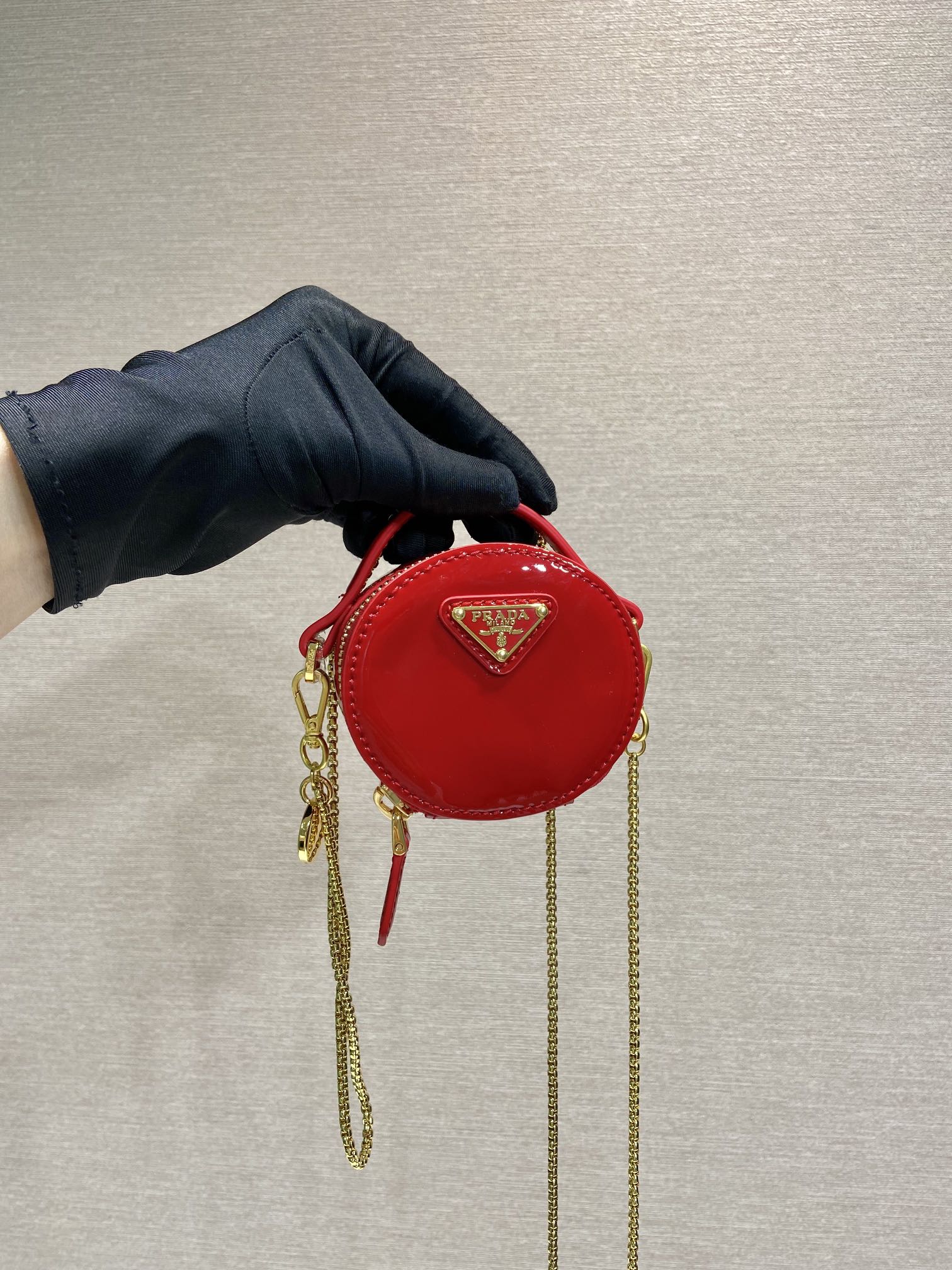 Pra*a 1nr023 mini round bag-8*8*3.5cm