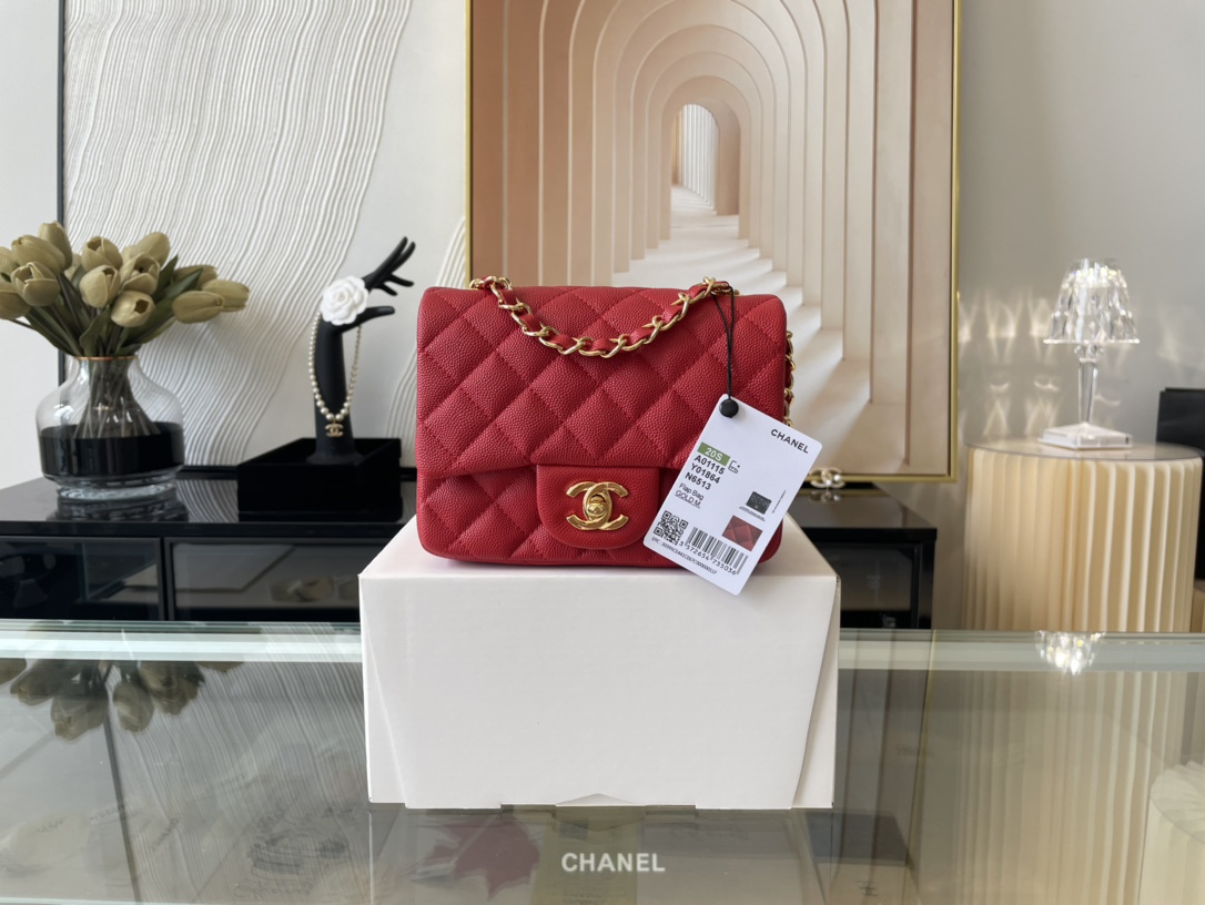 Ch@nel Flap Bag-Caviar Leather-17CM