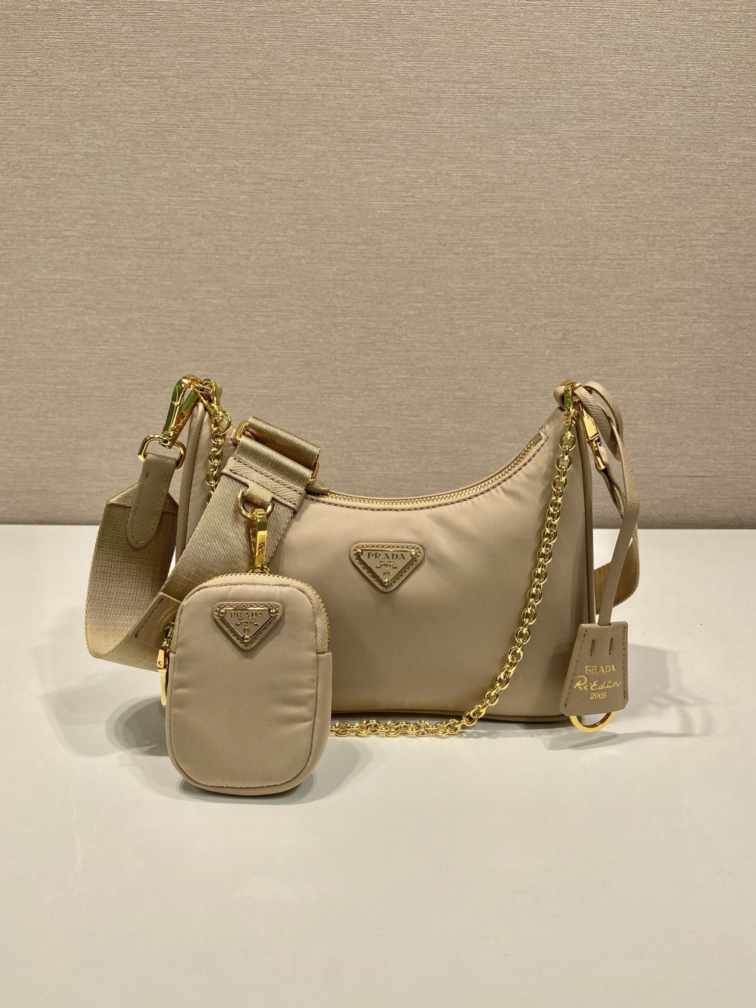 Pra*a nylon hobo bag-1bh204-22*12*6cm