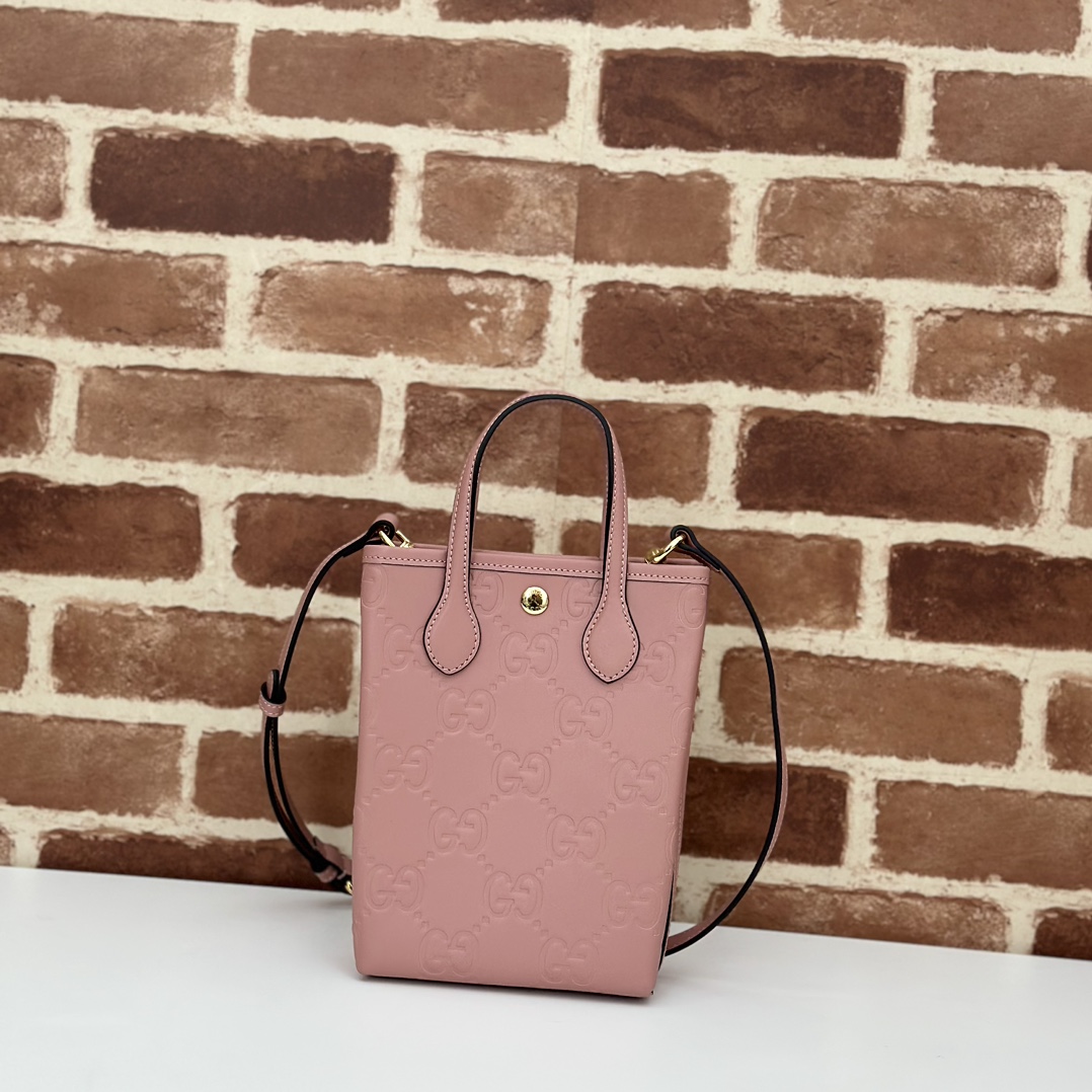 gvc*1 gg S*per mini bag with strap in pink gg leather |-20*13*2.5cm