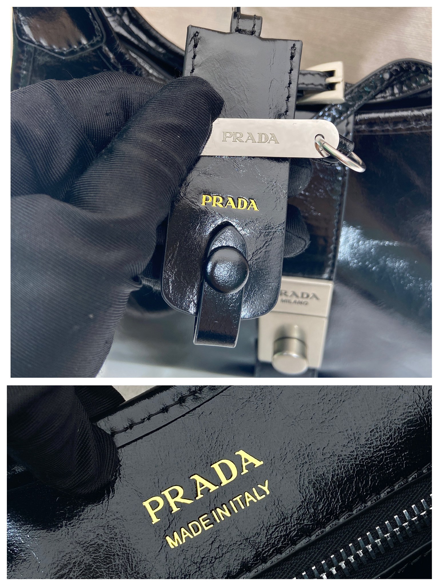 Pra*a leather tote bag-1bg563-30.5*17.5*9cm