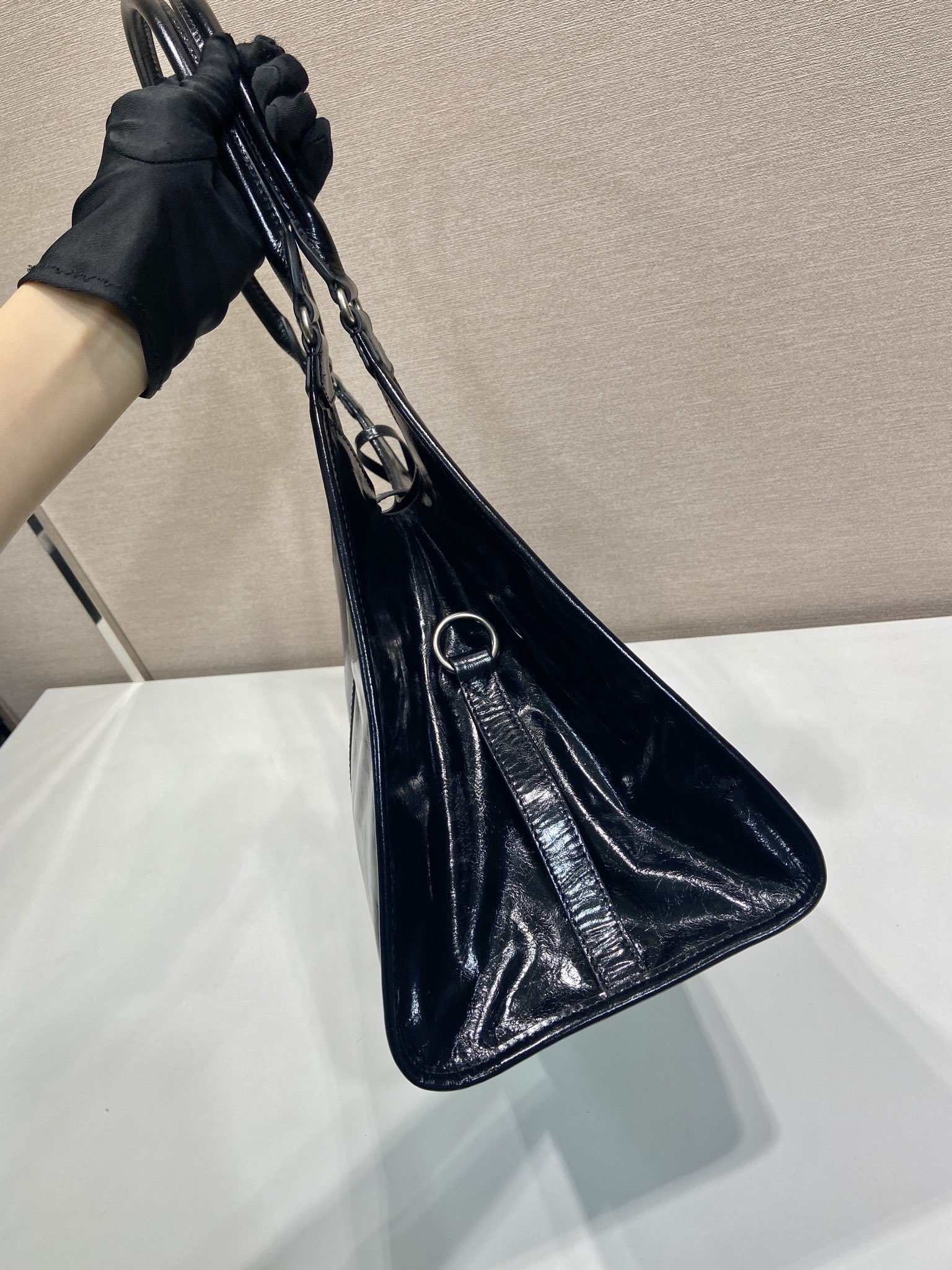 Pra*a leather tote bag-1bg570-39*24.5*14cm