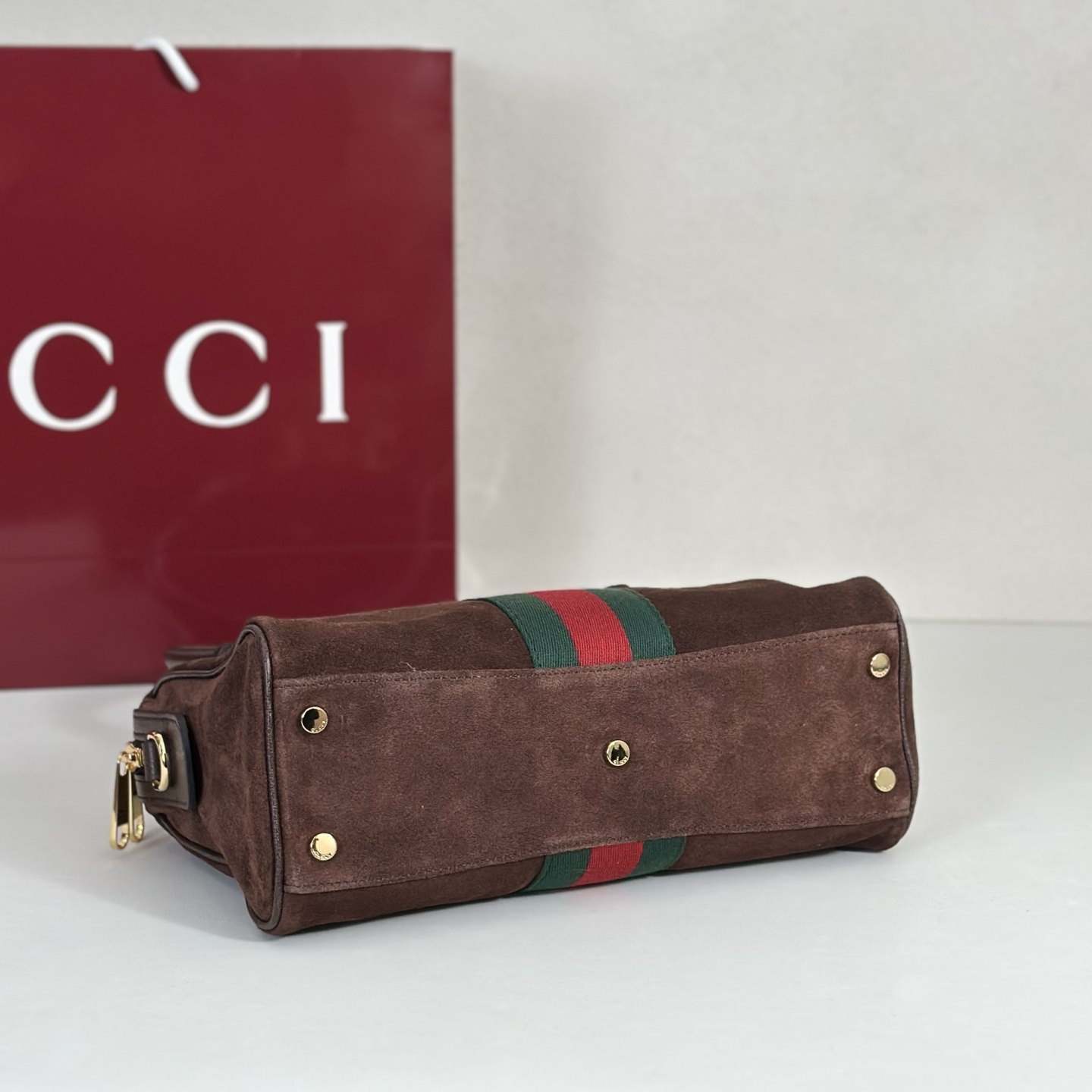 Gvc*1 Borsetto Medium Soston Bag In Dark Brown Suede-28*15*10CM