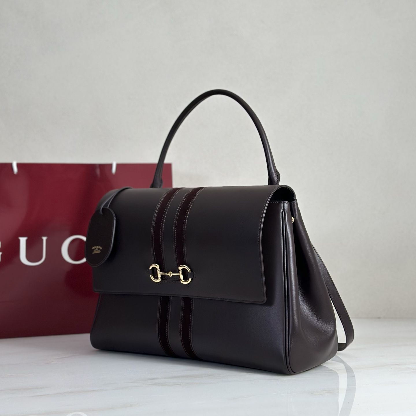 Gv*c* Paparazzo Large Top Handle Bag In Black Leather-37*29*13CM
