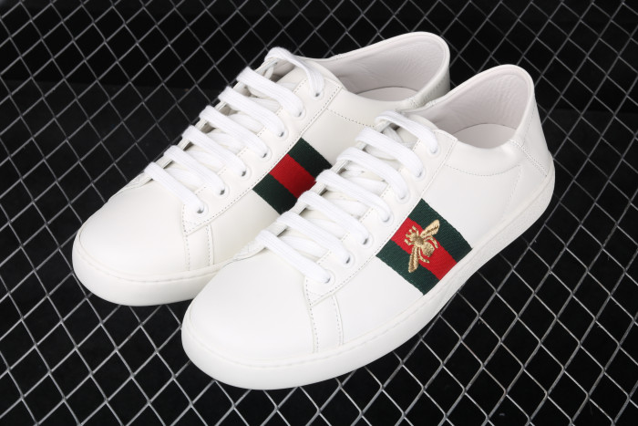 G*u*i ace embroidered low-top sneaker white with bee ‎429446 02jp0 9064