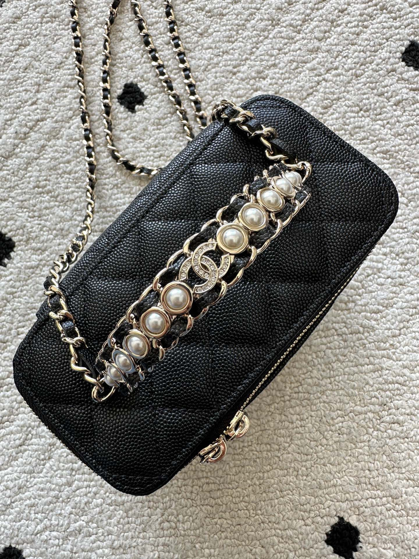 Ch**el classic vanity with chain handbag as4940 17x9.5x8cm