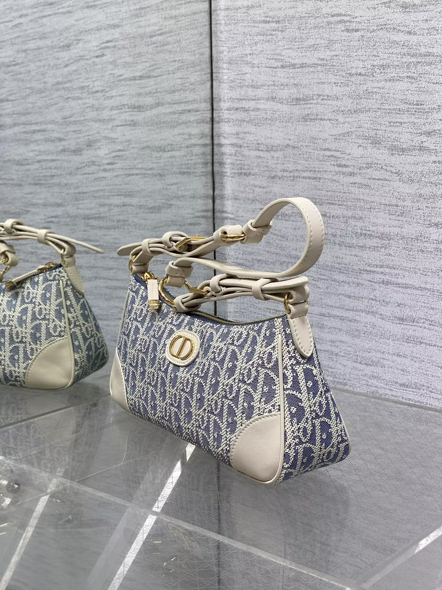 D10r 30 Montaigne Wanderlust Mini Bag Blue D10r Oblique Chambray with Smooth Calfskin 26x12x7cm