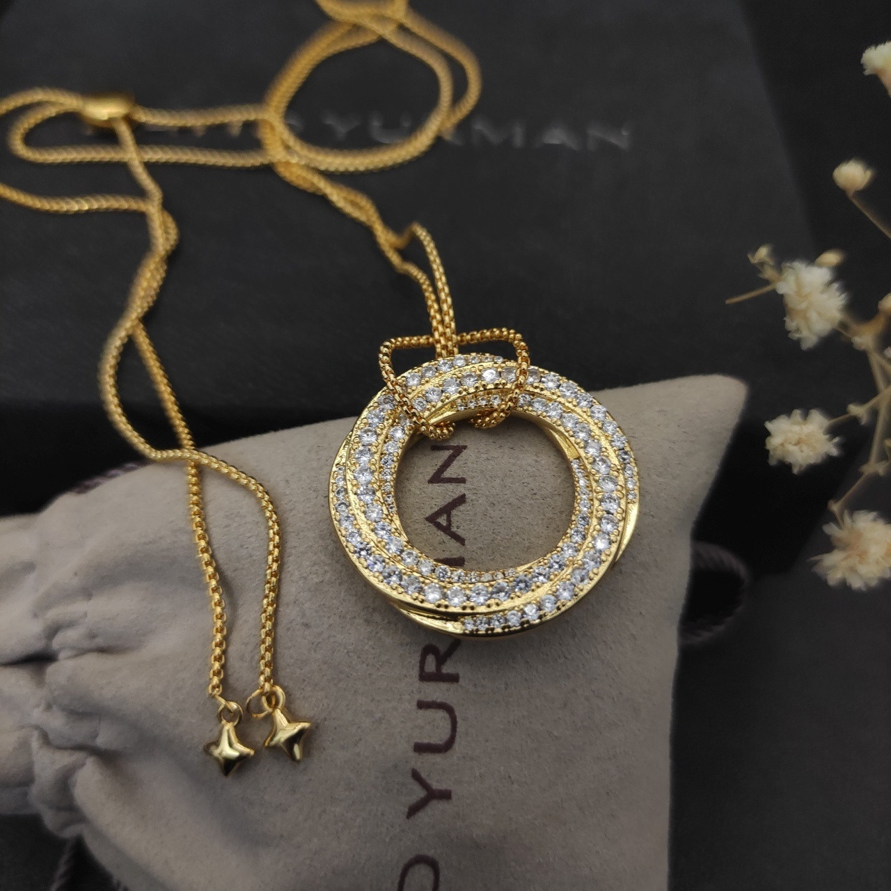 dau1d Yvrm*n 30mm round with full d1am0nds necklace(chain length 90cm chain thickness 1.5mm)
