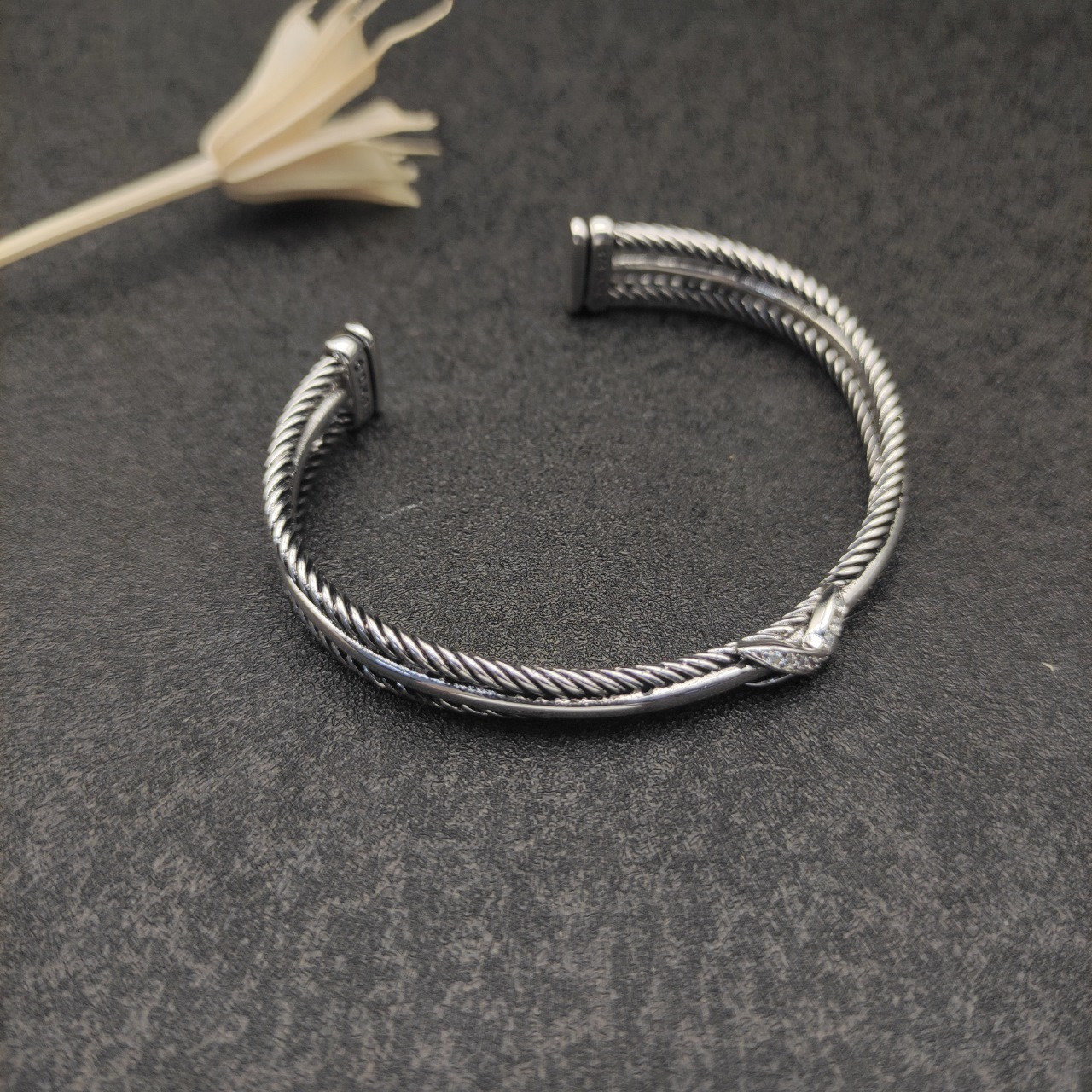 dau1d Yvrm*n 7mm three-line crossband d1am0nd x bracelet (wrist circumference 15-20cm)