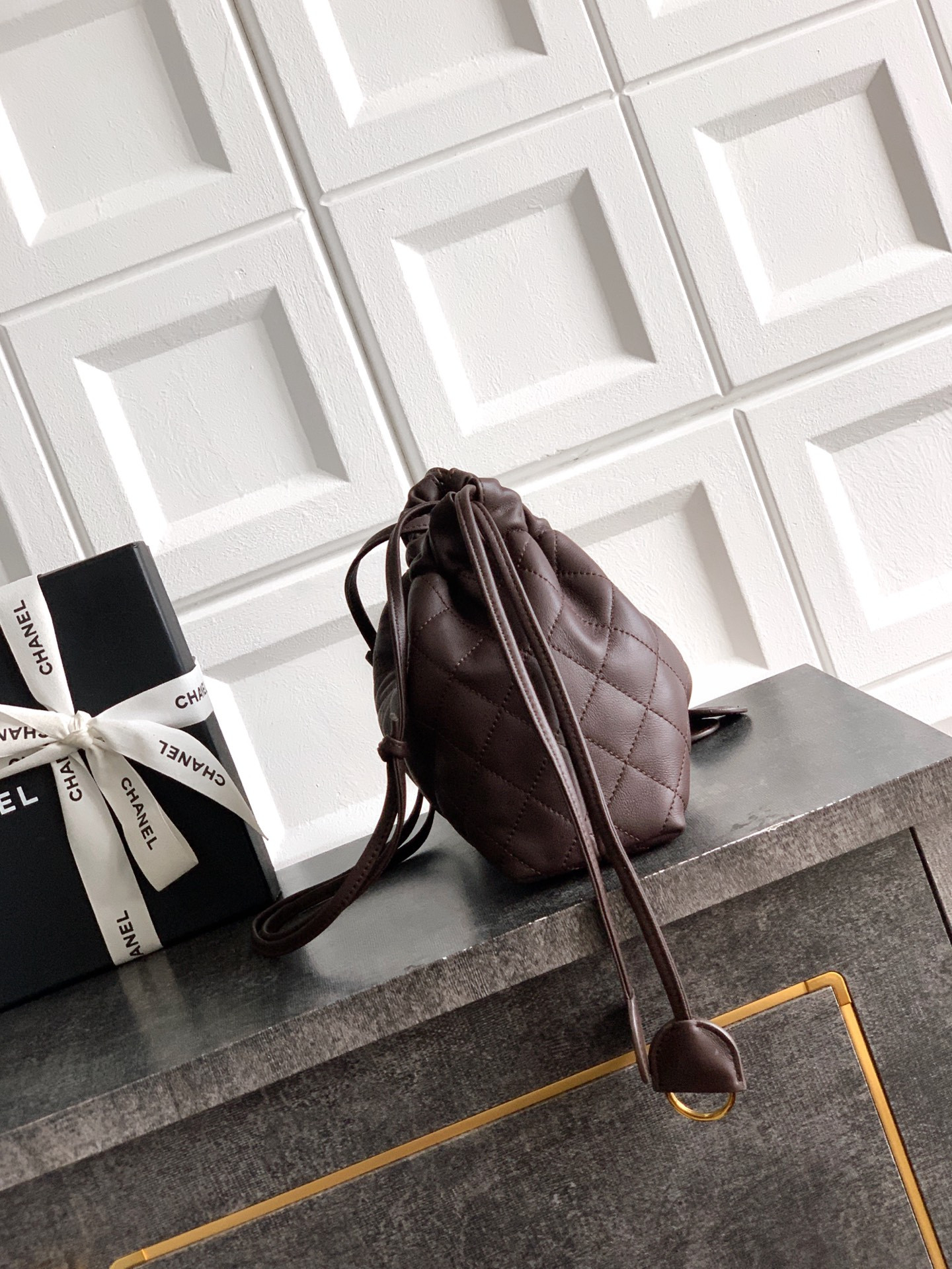 Ch**el clutch with leather strap ap5227 17x22x8cm