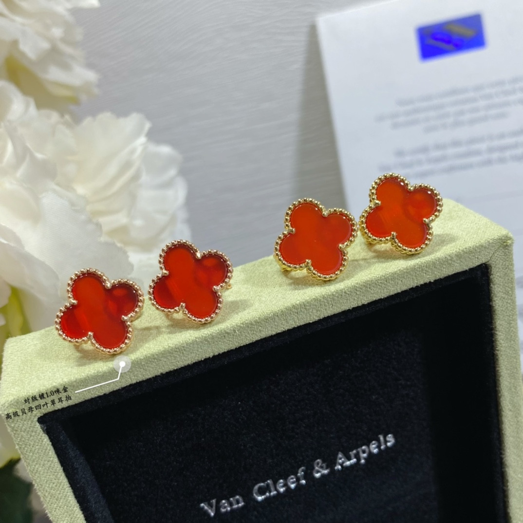 v*n cl**f & arpels preM1vm fritillaria four-leaf clover earrings
