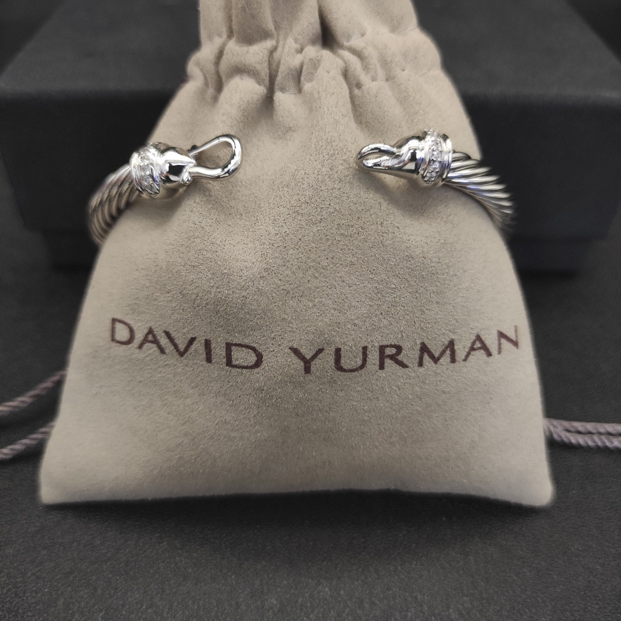 dau1d Yvrm*n 5mm silver hook with d1am0nds bracelet(wrist circumference 15-19cm)