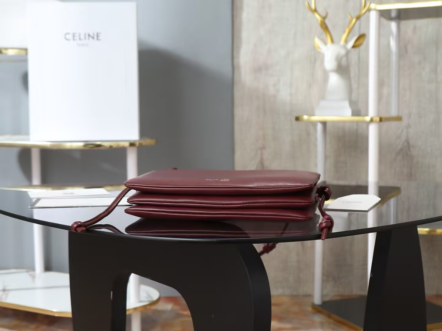 Ce1i*e trio flap in smooth lambskin 22.5x13x3.5cm