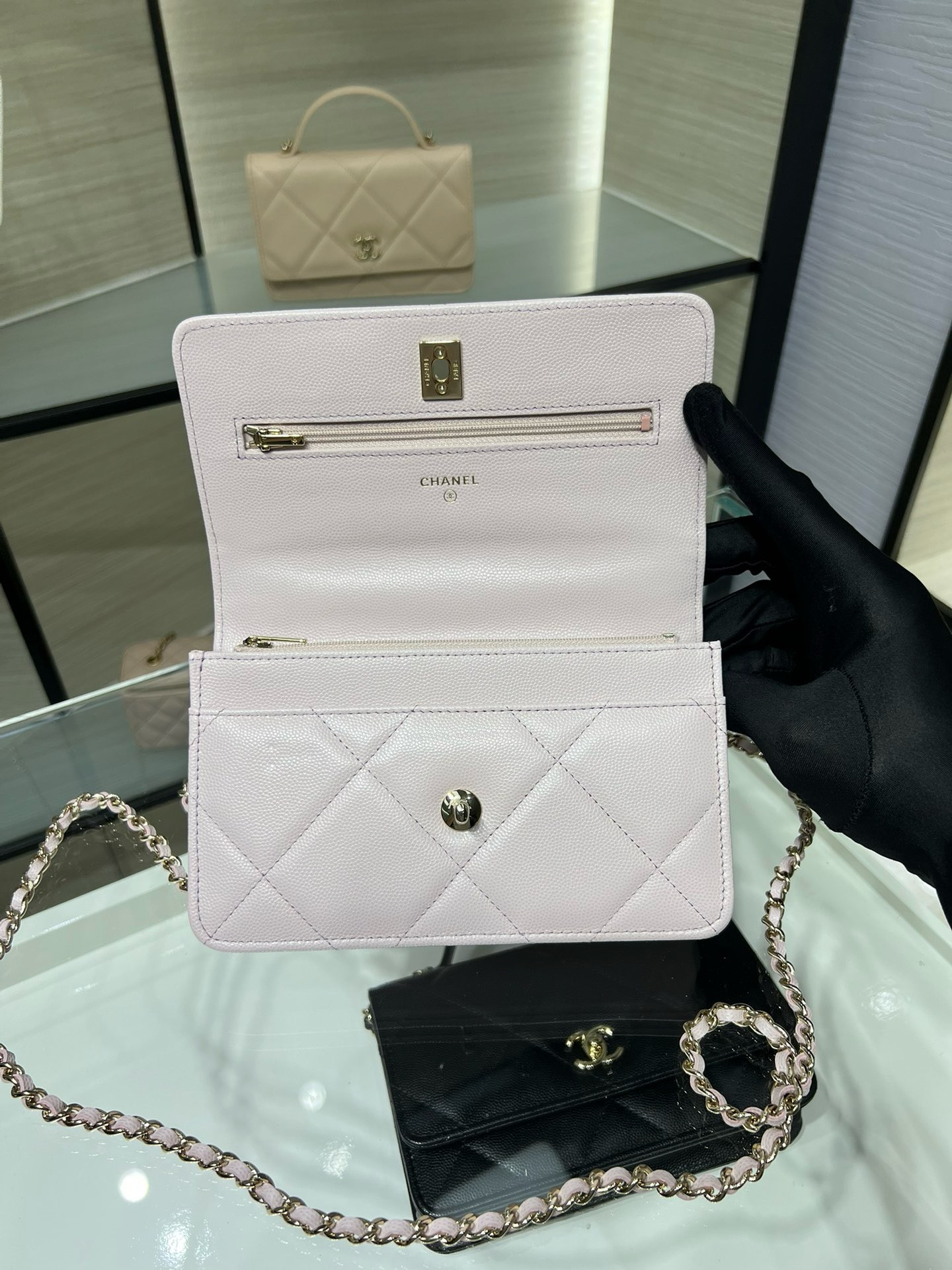 Ch**el flap bag with top handle 19x12x3.5cm