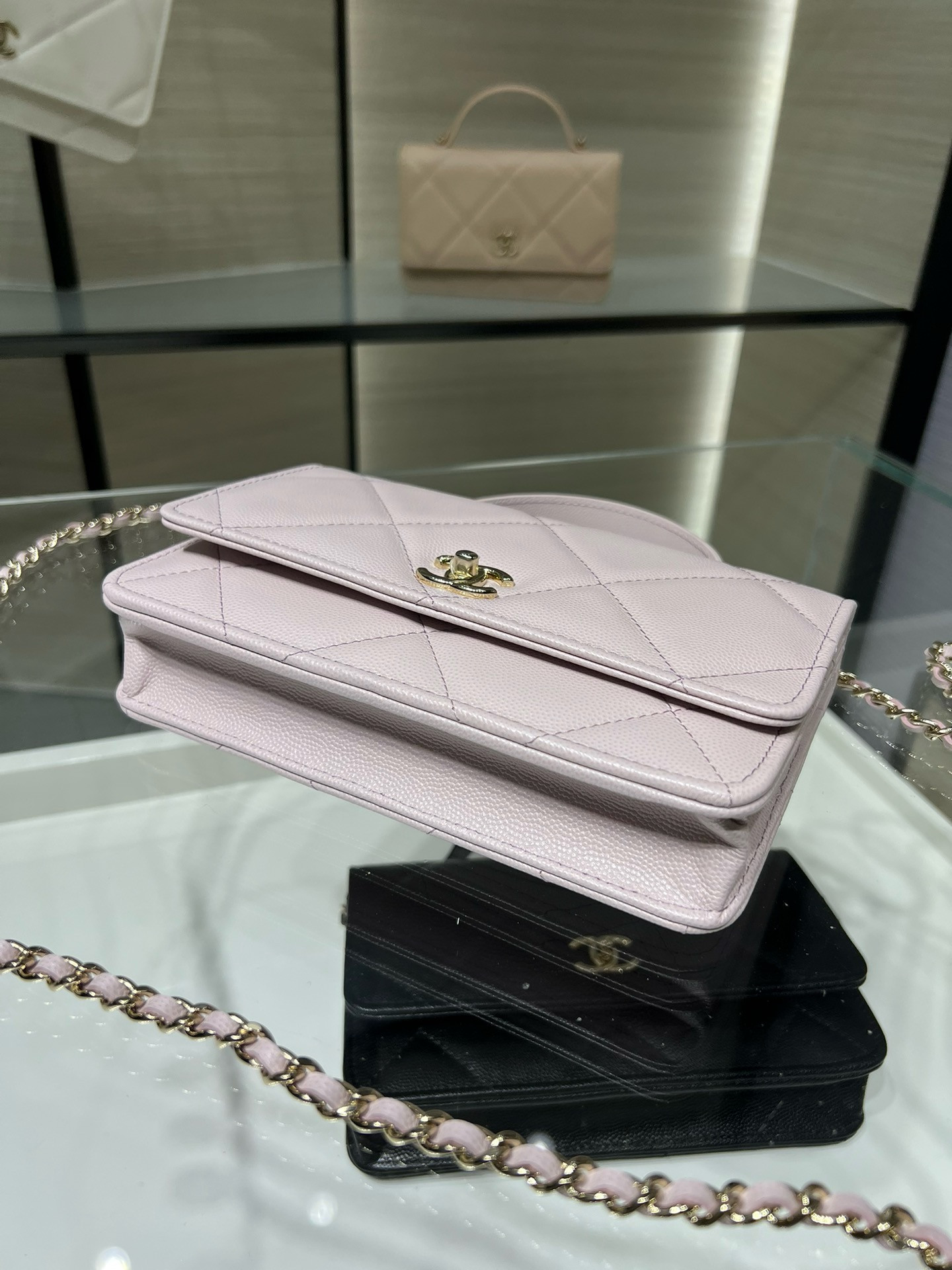 Ch**el flap bag with top handle 19x12x3.5cm