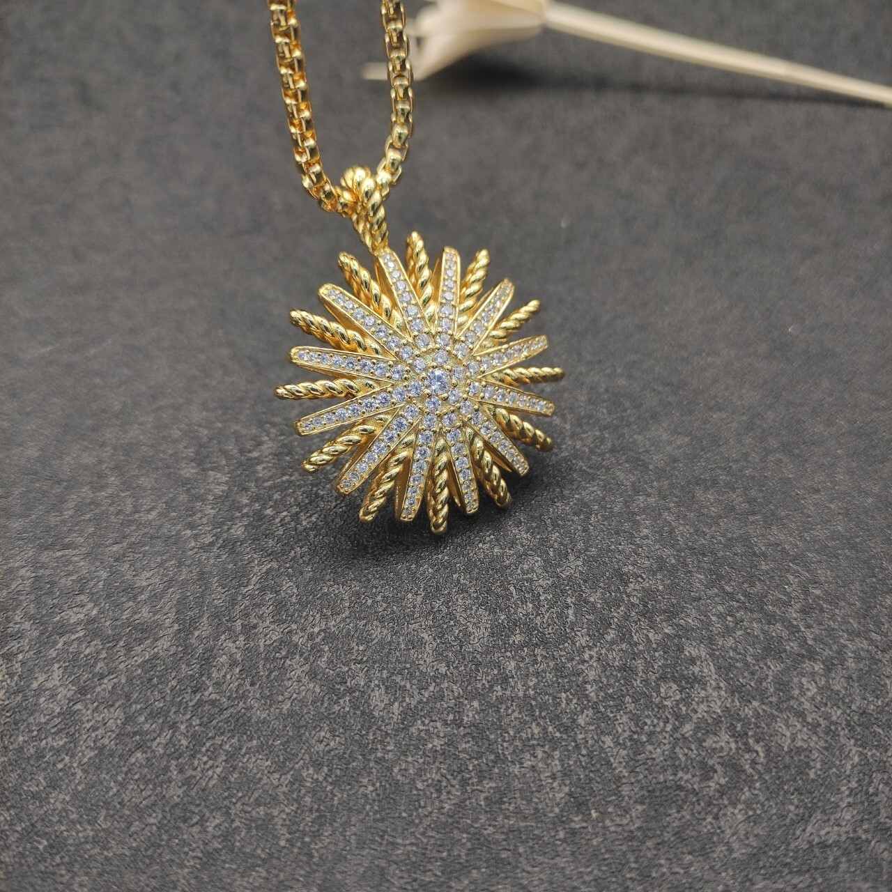 dau1d Yvrm*n sunflower full of d1am0nds necklace(chain length 50+5cm delay chain chain thickness 3mm)