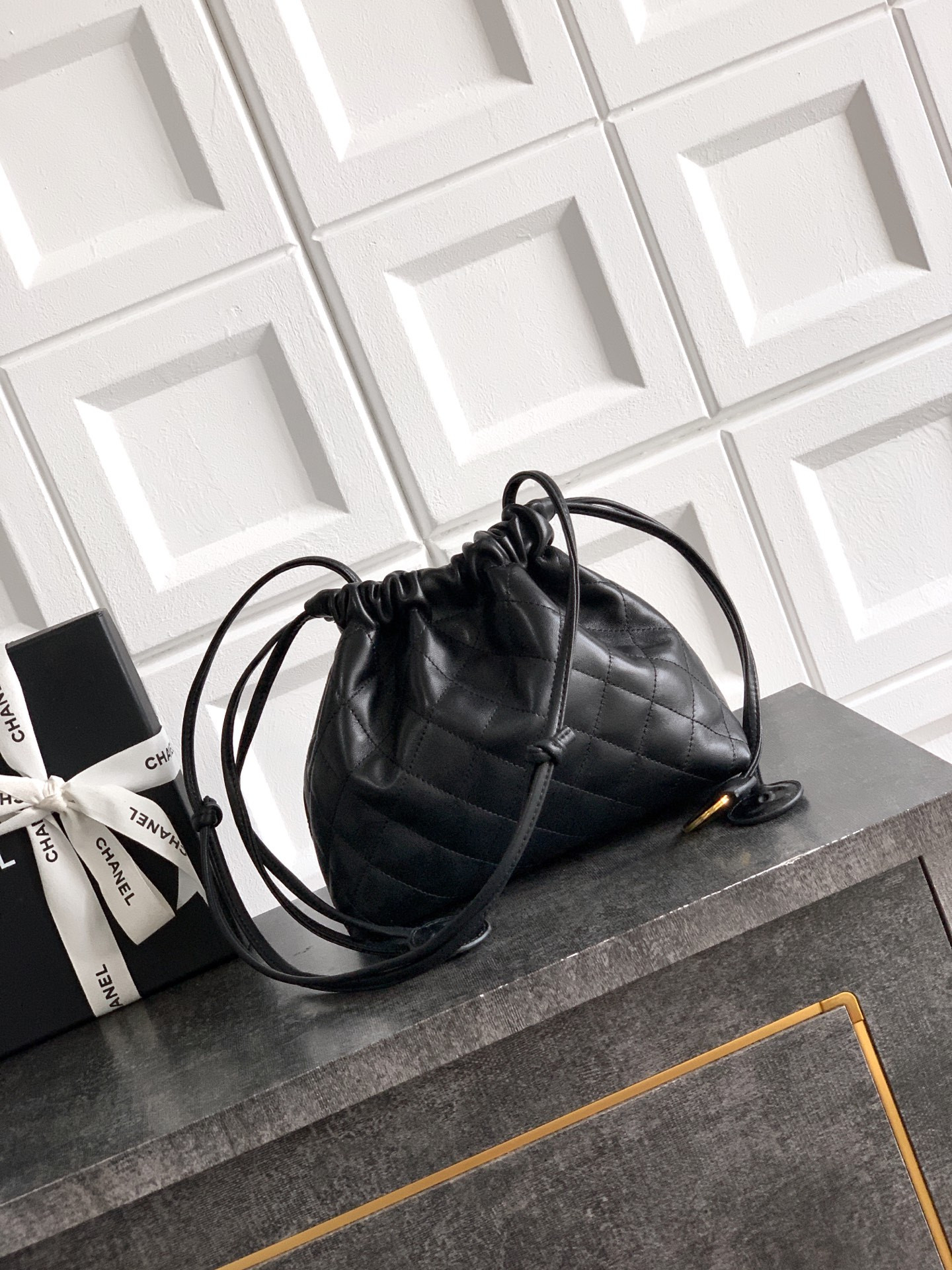 Ch**el clutch with leather strap ap5227 17x22x8cm